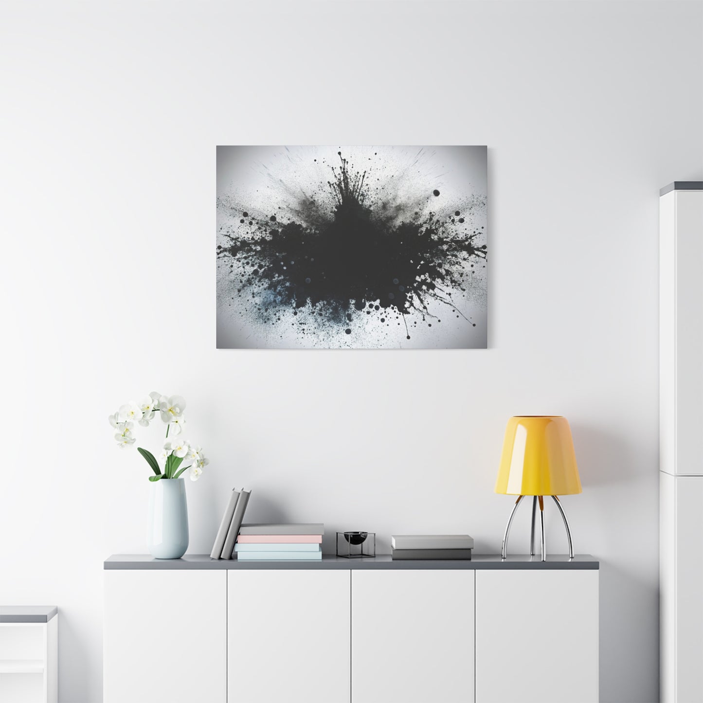 Abstract Ink Splash Wall Art, Modern Decor for Home, Office, Art Lovers, Black and White Canvas Print, Artistic Gift Idea