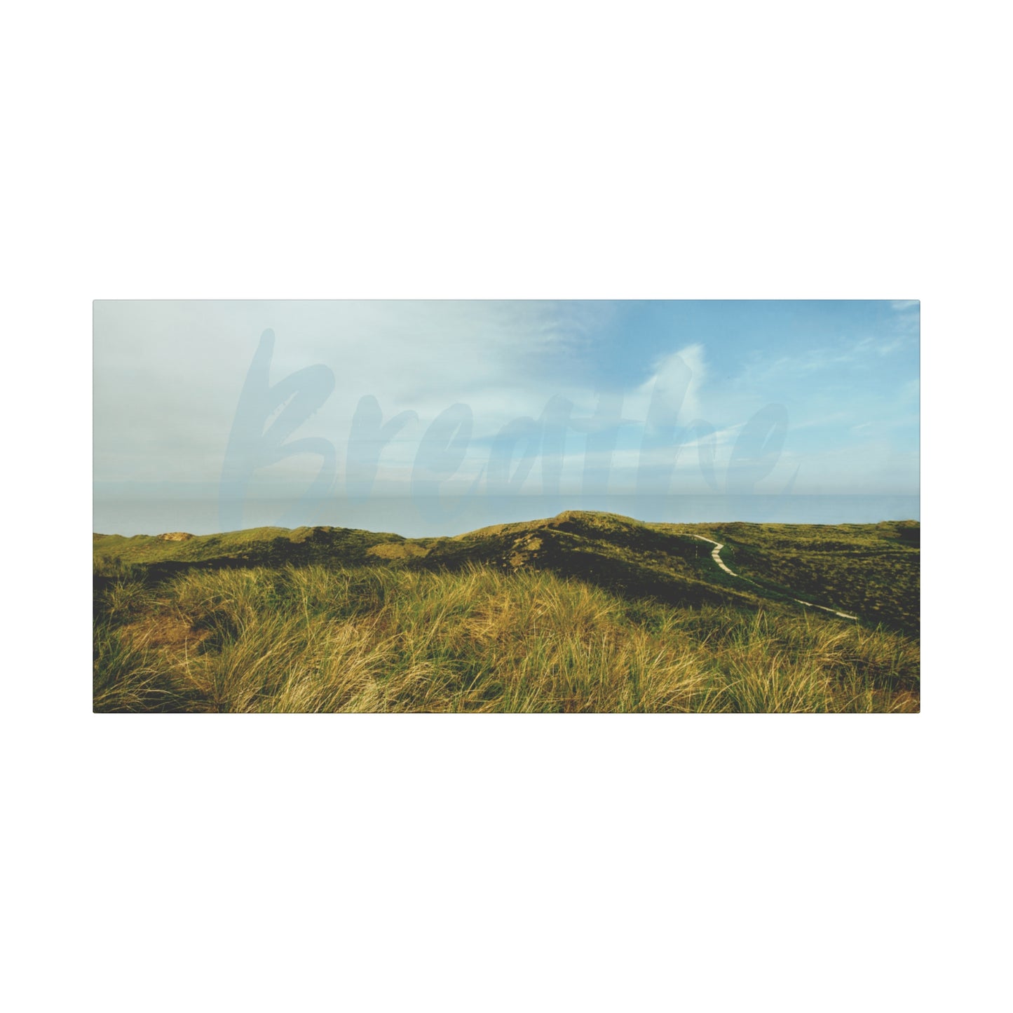 Breathe Motivational Landscape Wall Art – Tranquil Nature Canvas Print for Mindfulness, Meditation, and Home Décor