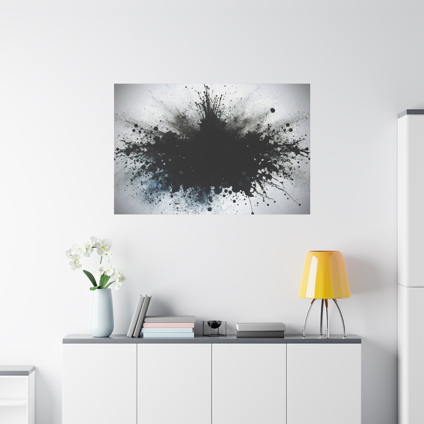 Abstract Ink Splash Wall Art, Modern Decor for Home, Office, Art Lovers, Black and White Canvas Print, Artistic Gift Idea