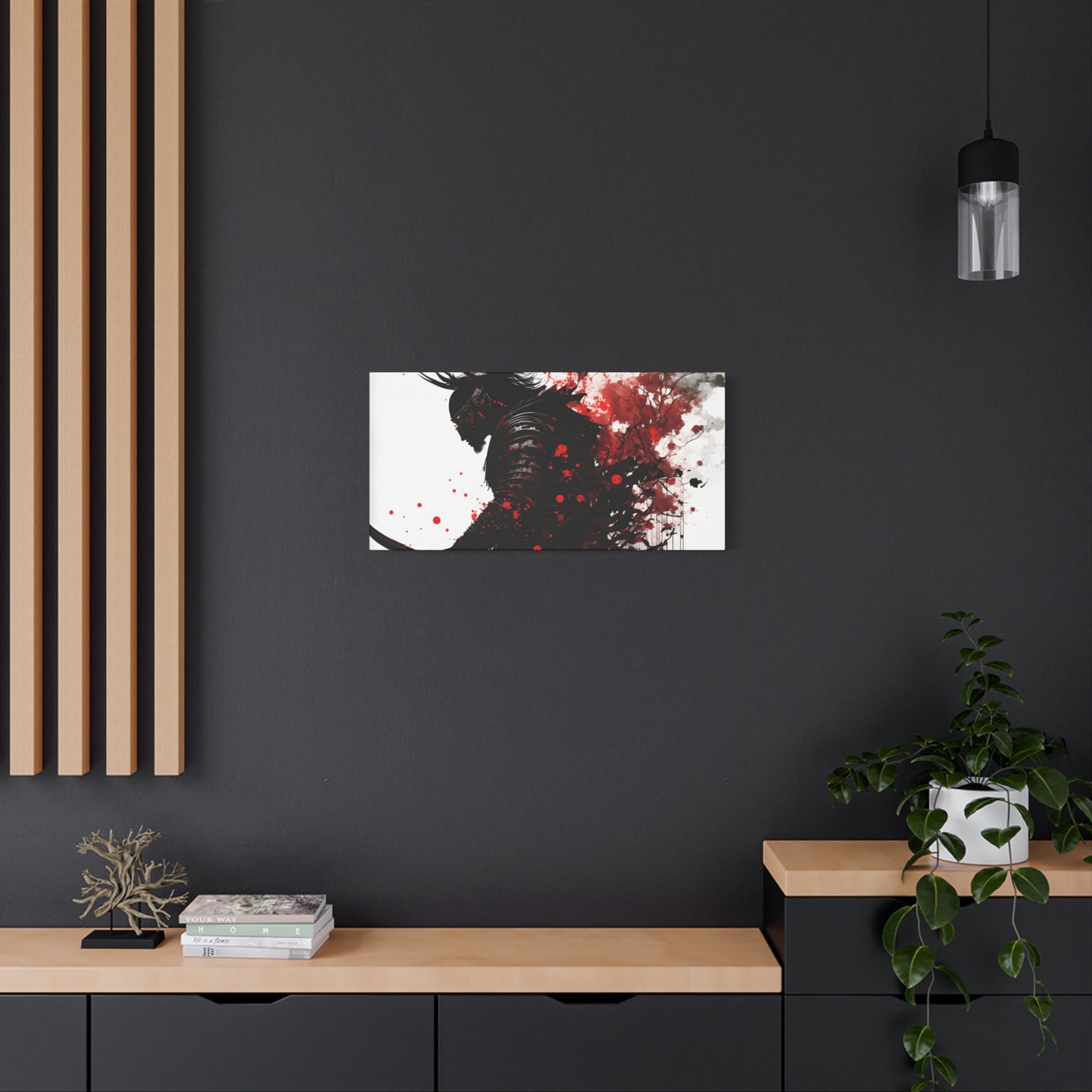 Samurai Art Canvas Print - Vibrant Red & Black Home Wall Decor