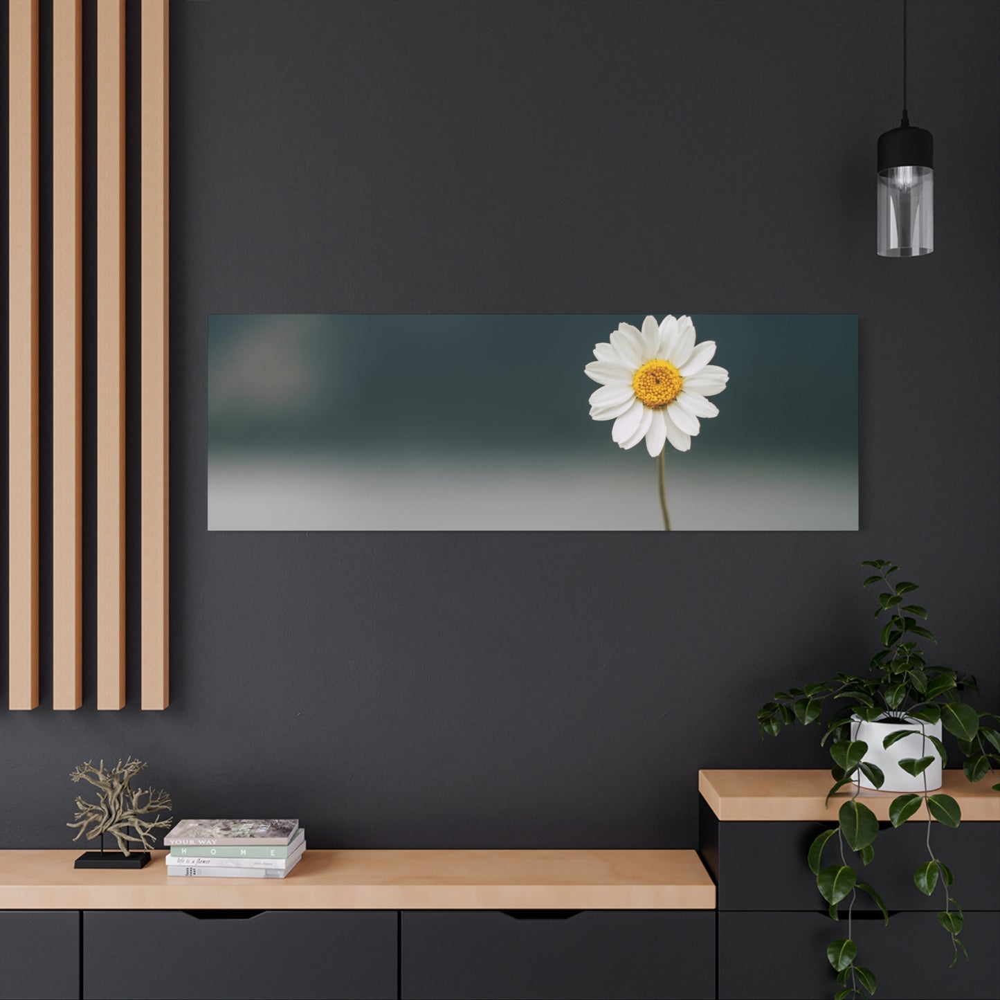 Minimalist Daisy Flower Wall Art – Peaceful Nature Photography Print on Canvas for Calm, Modern Interiors