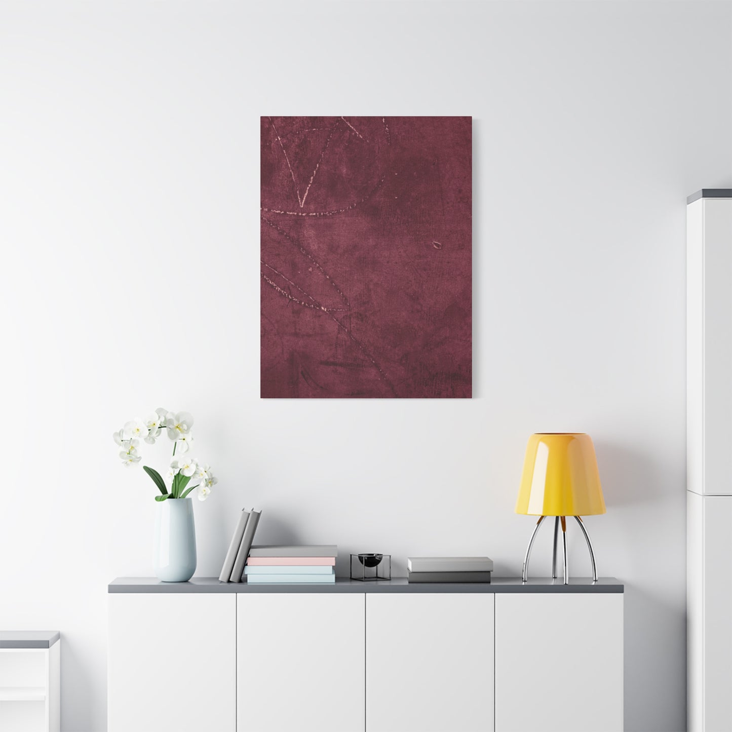 Modern Abstract Wall Art Canvas Print - Matte Burgundy Design