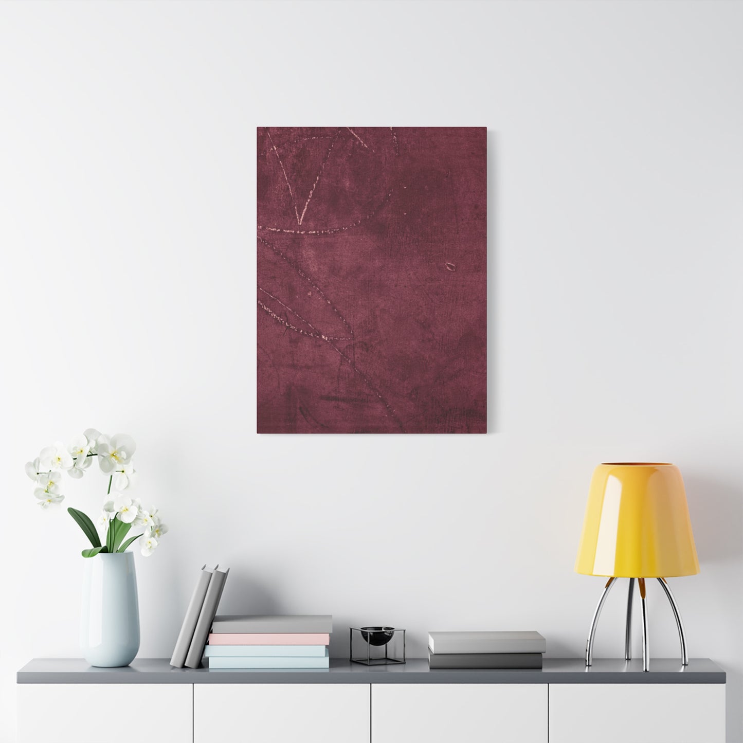 Modern Abstract Wall Art Canvas Print - Matte Burgundy Design