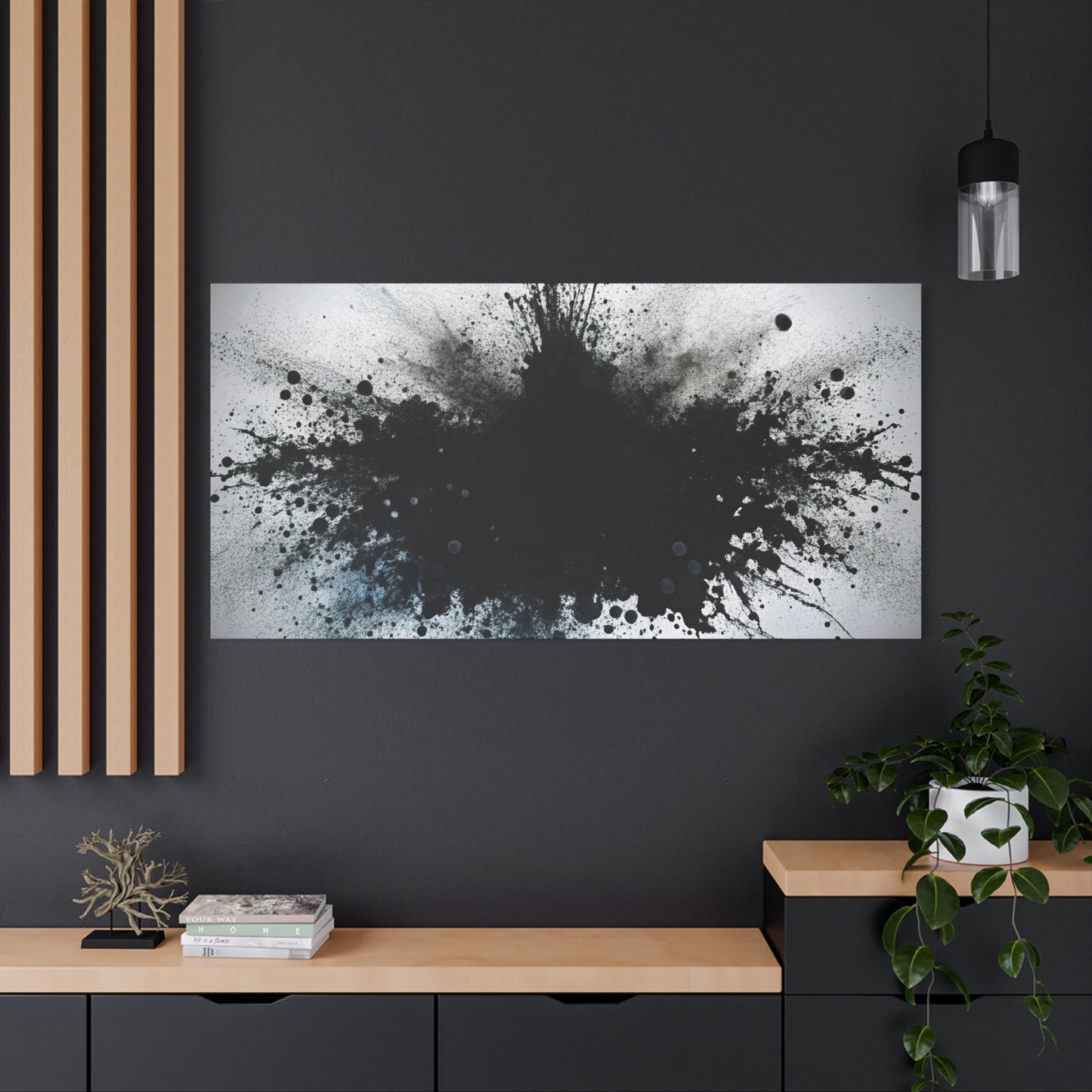 Abstract Ink Splash Wall Art, Modern Decor for Home, Office, Art Lovers, Black and White Canvas Print, Artistic Gift Idea