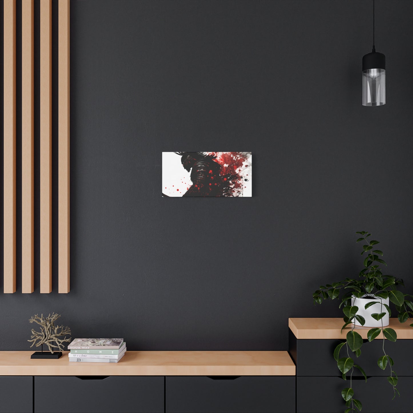 Samurai Art Canvas Print - Vibrant Red & Black Home Wall Decor