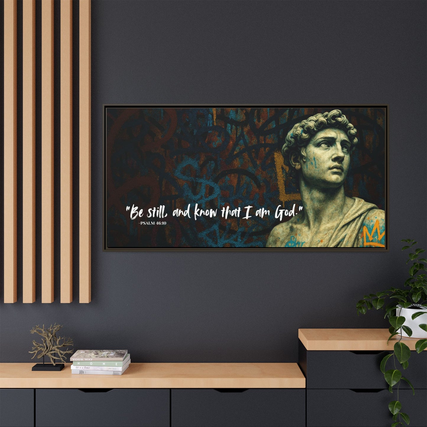 "Be Still and Know" – Psalm 46:10 Graffiti-Inspired Statue Wall Art
