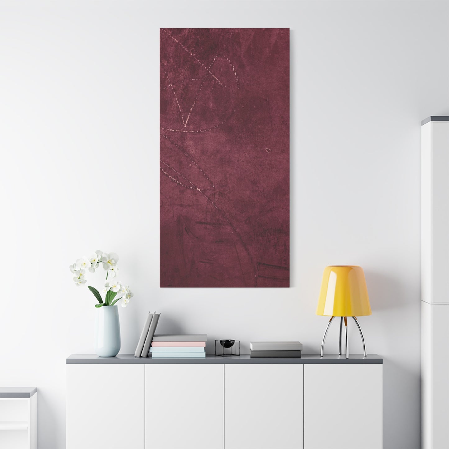 Modern Abstract Wall Art Canvas Print - Matte Burgundy Design