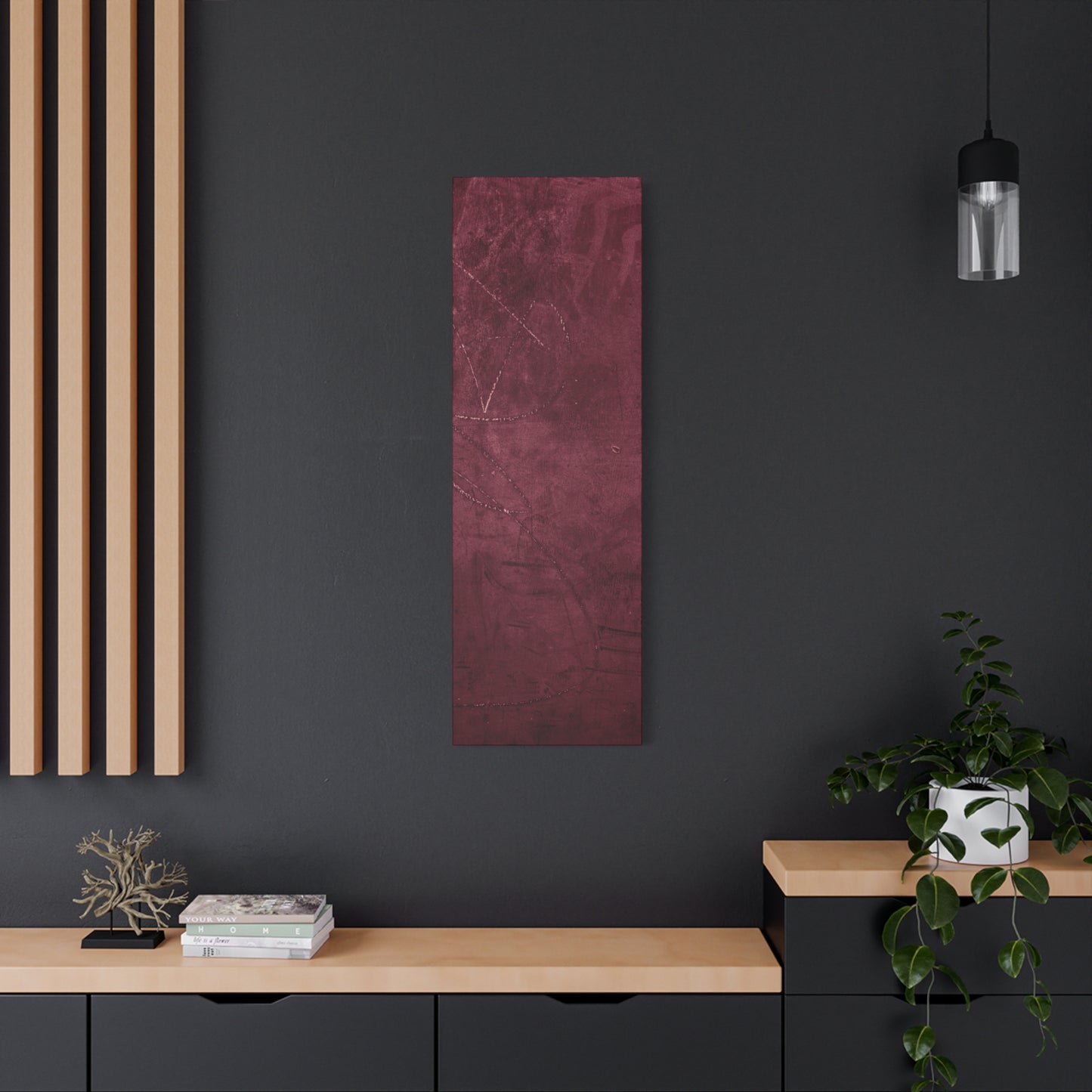 Modern Abstract Wall Art Canvas Print - Matte Burgundy Design