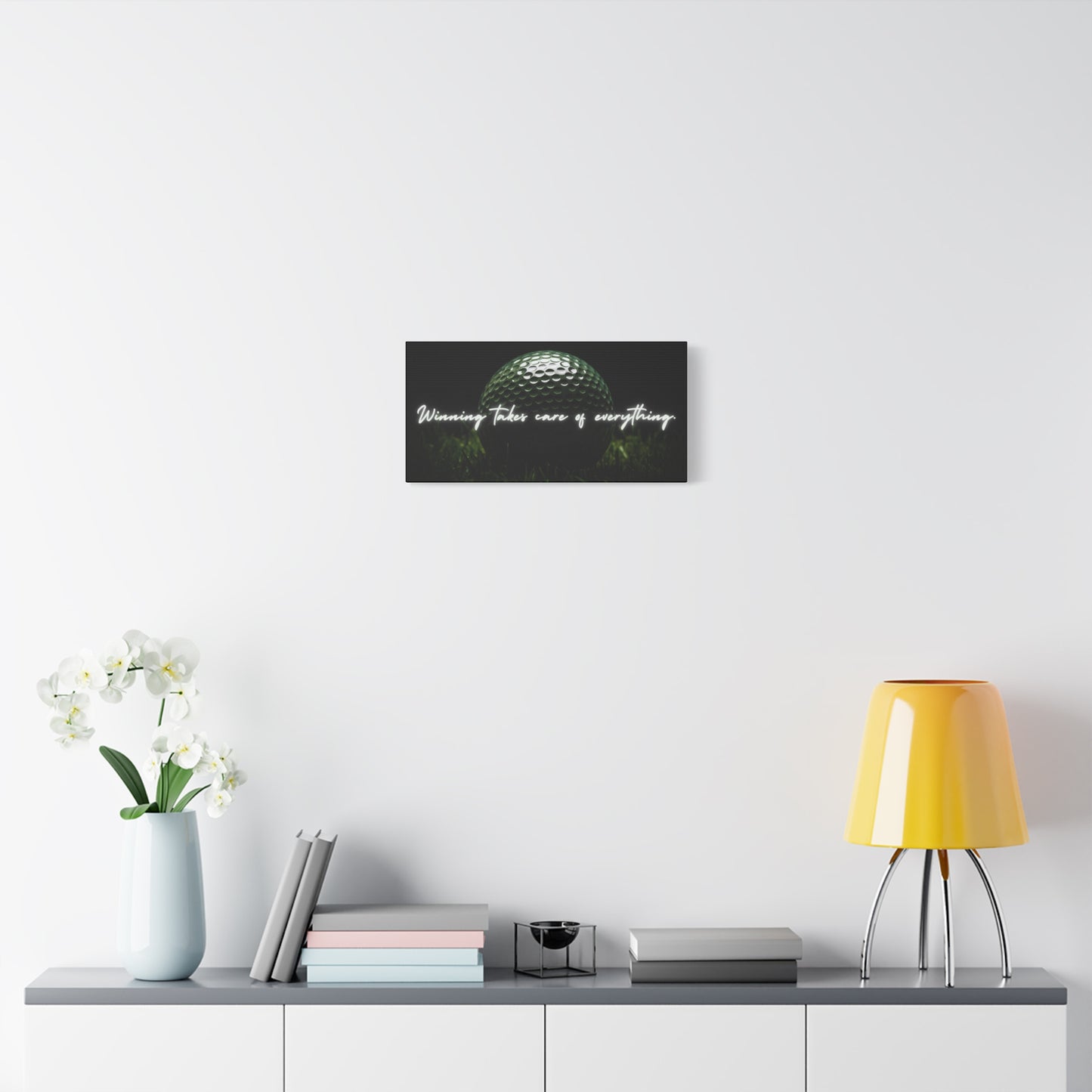 "Winning Takes Care of Everything" Golf Wall Art – Motivational Canvas Print for Golfers, Offices, or Man Caves