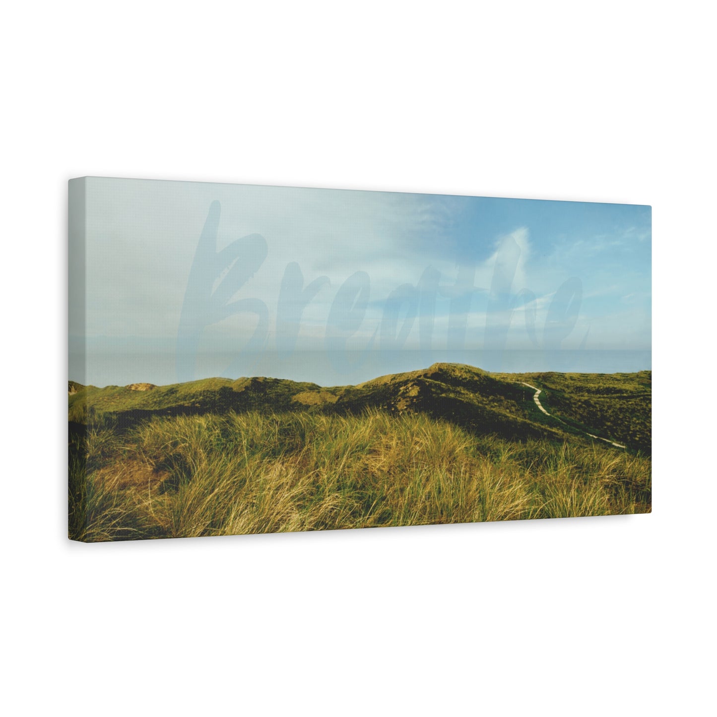 Breathe Motivational Landscape Wall Art – Tranquil Nature Canvas Print for Mindfulness, Meditation, and Home Décor