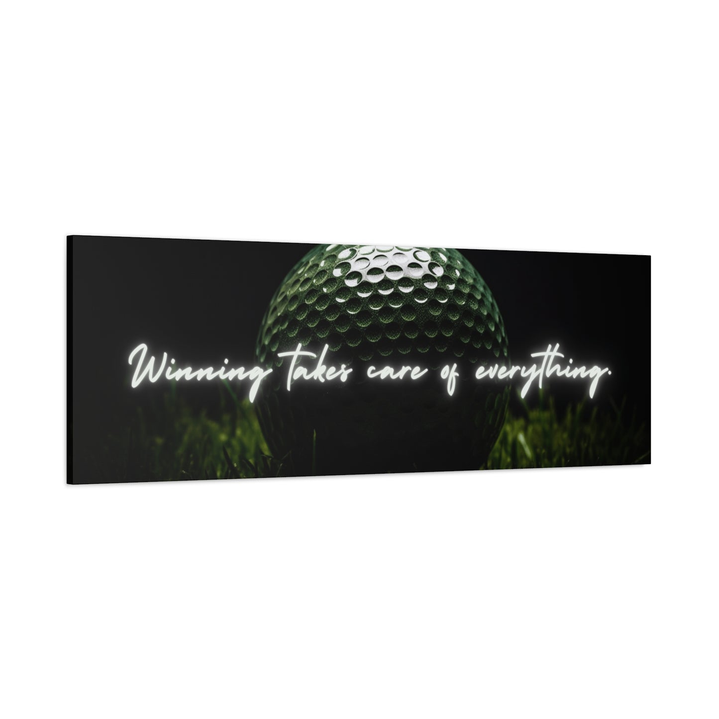 "Winning Takes Care of Everything" Golf Wall Art – Motivational Canvas Print for Golfers, Offices, or Man Caves