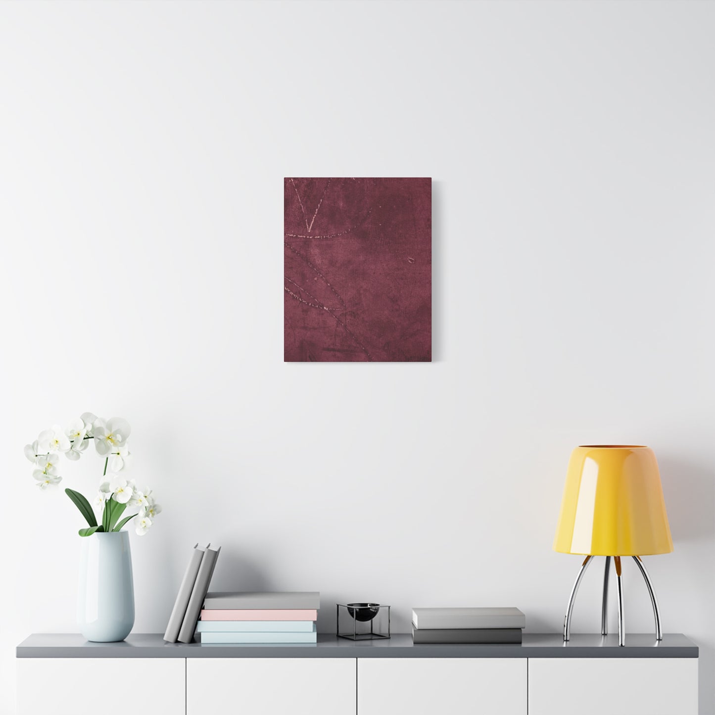 Modern Abstract Wall Art Canvas Print - Matte Burgundy Design