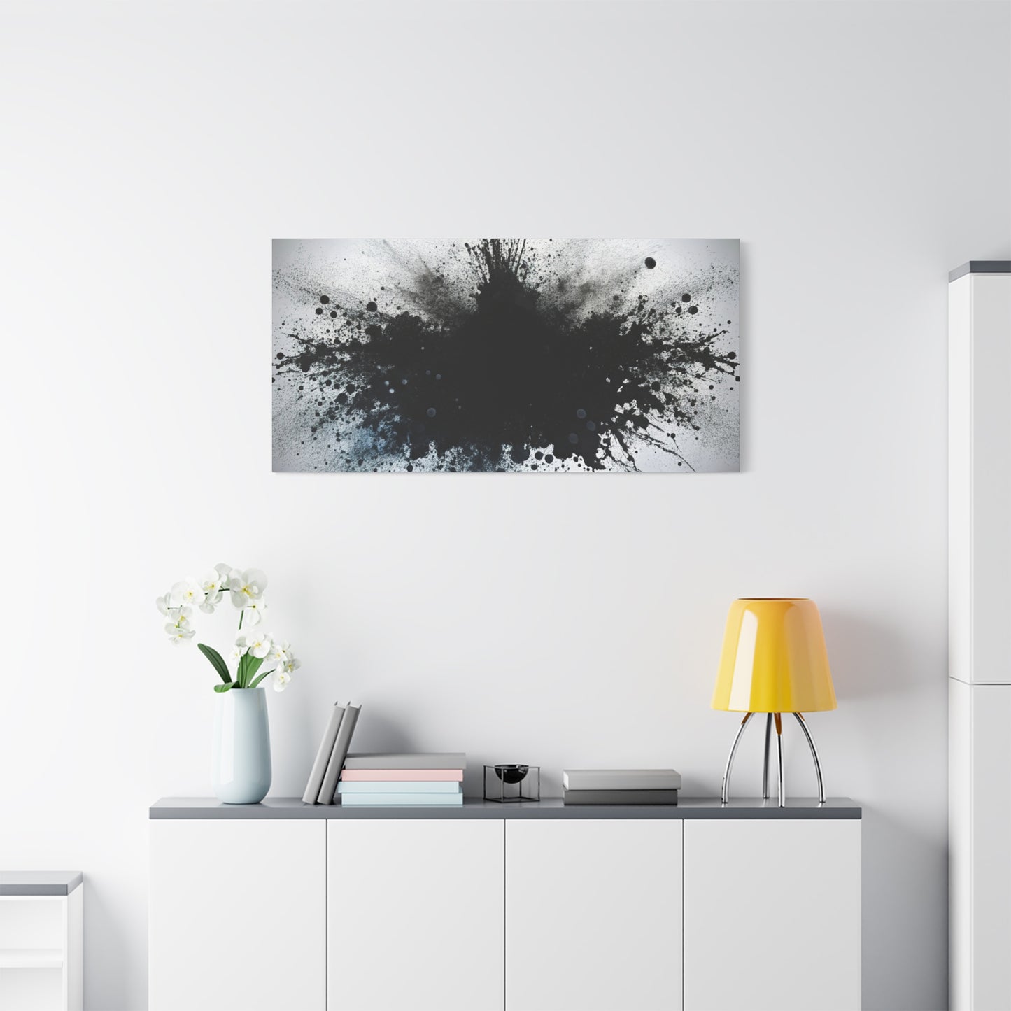 Abstract Ink Splash Wall Art, Modern Decor for Home, Office, Art Lovers, Black and White Canvas Print, Artistic Gift Idea