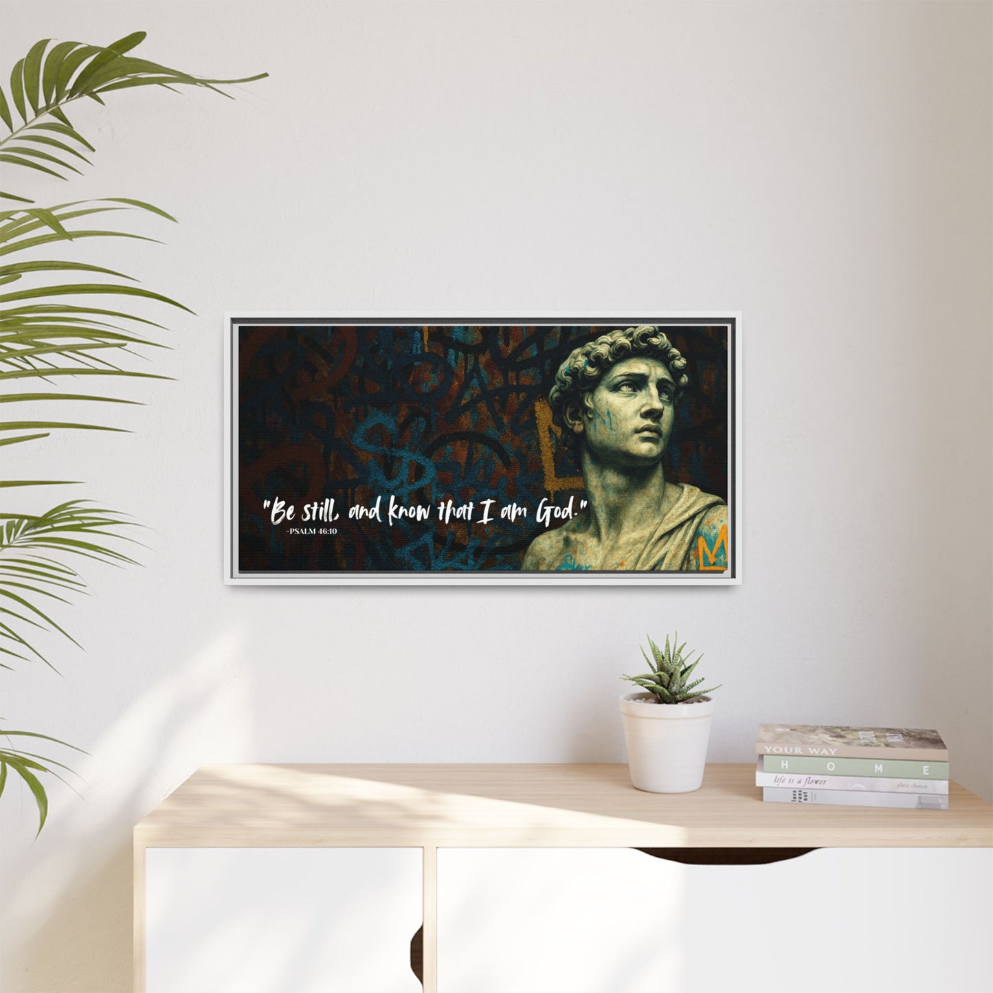 "Be Still and Know" – Psalm 46:10 Graffiti-Inspired Statue Wall Art