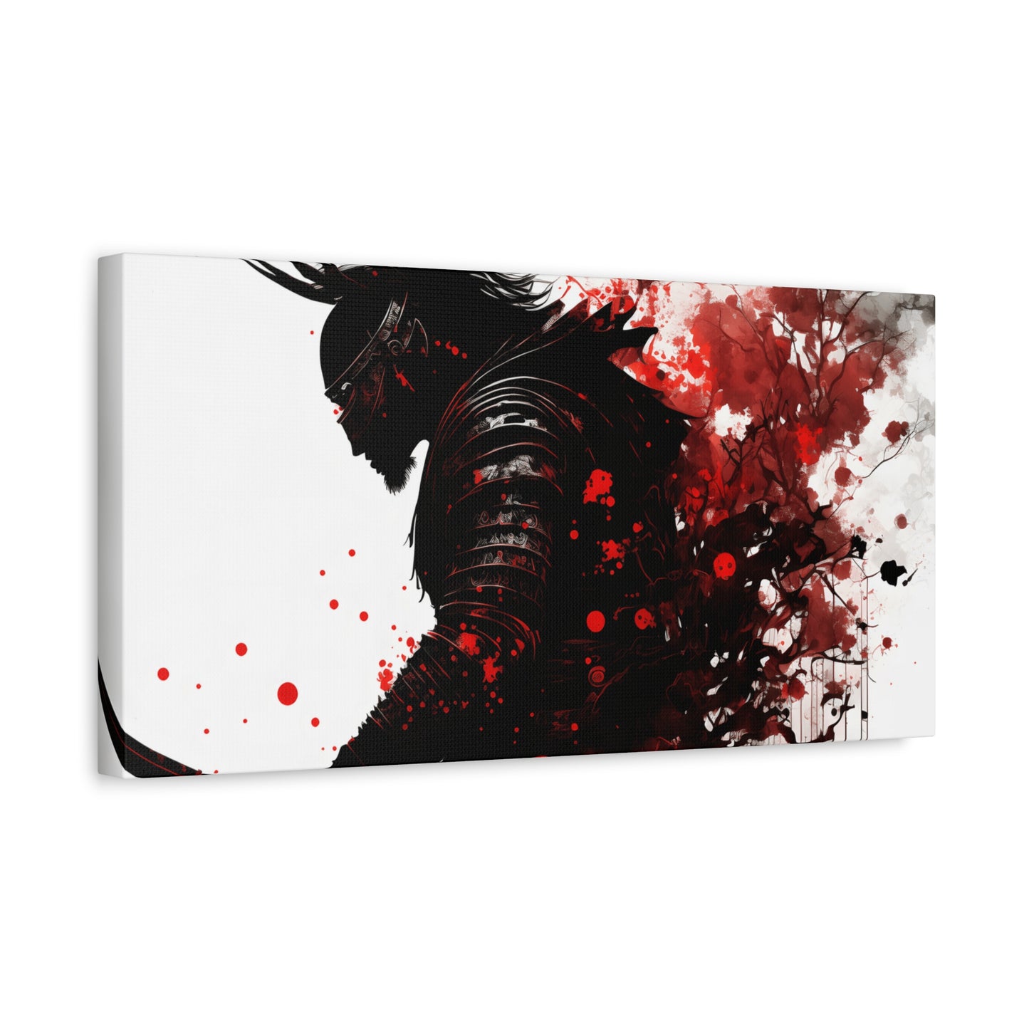 Samurai Art Canvas Print - Vibrant Red & Black Home Wall Decor