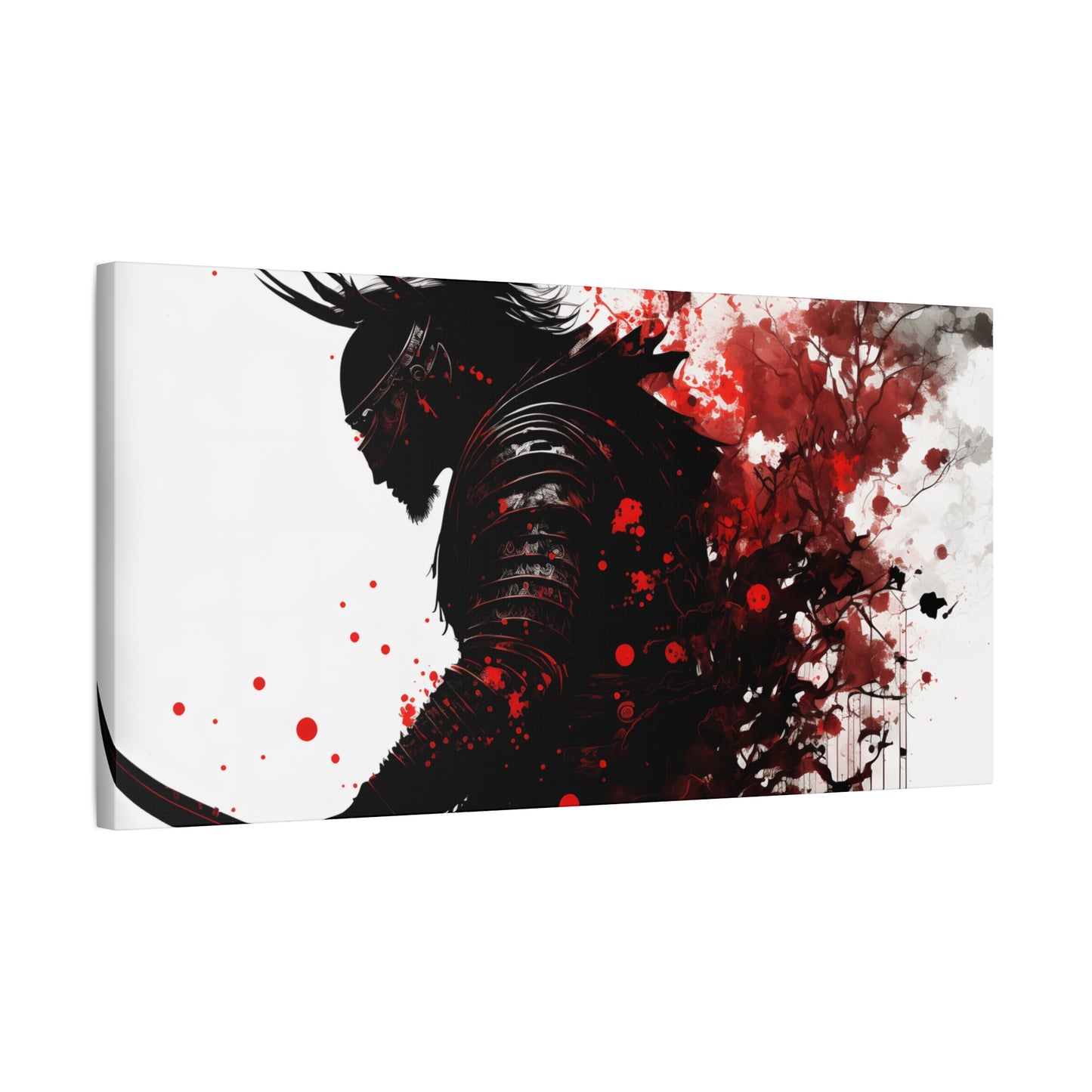 Samurai Art Canvas Print - Vibrant Red & Black Home Wall Decor