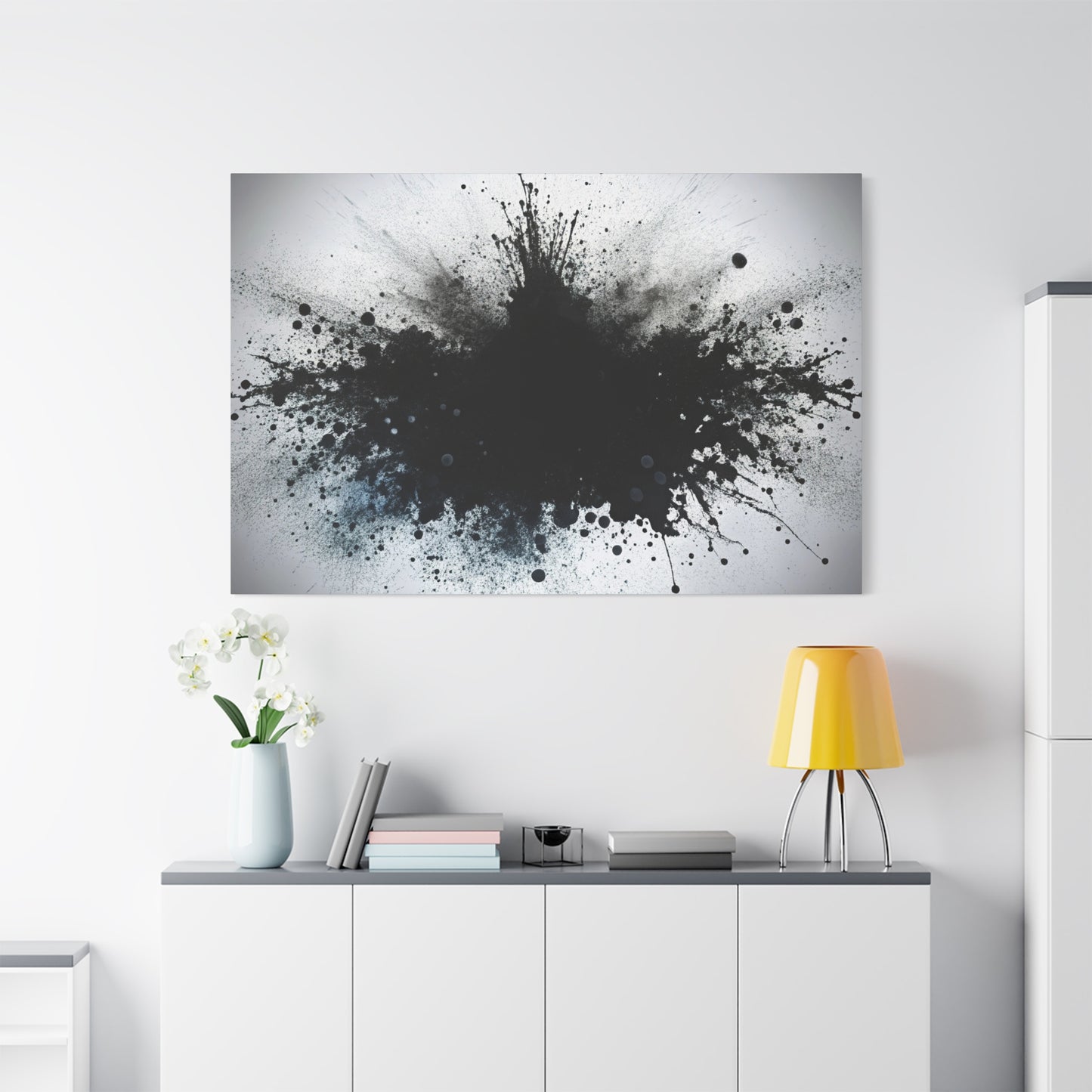 Abstract Ink Splash Wall Art, Modern Decor for Home, Office, Art Lovers, Black and White Canvas Print, Artistic Gift Idea