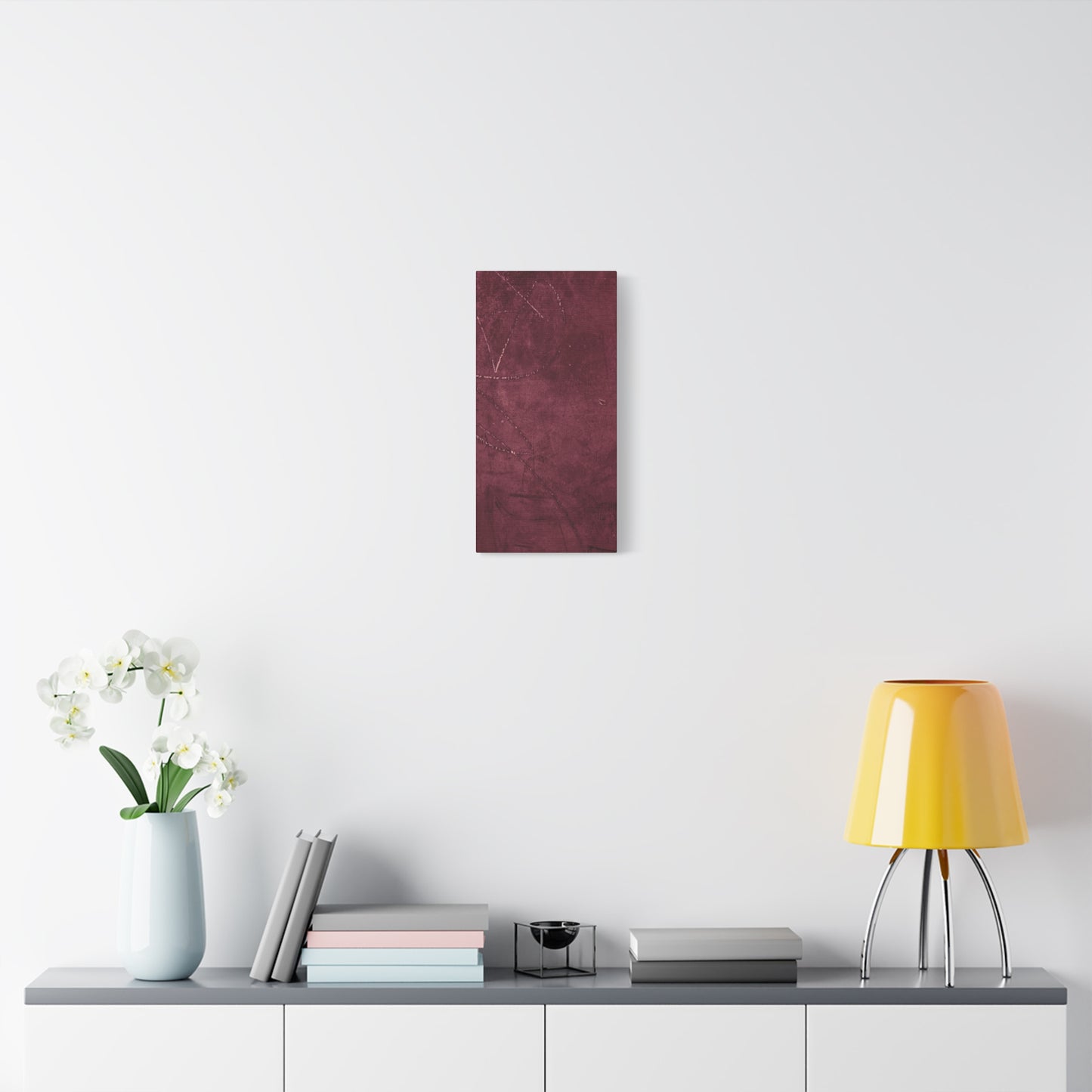 Modern Abstract Wall Art Canvas Print - Matte Burgundy Design