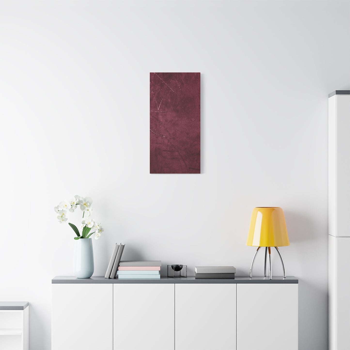 Modern Abstract Wall Art Canvas Print - Matte Burgundy Design