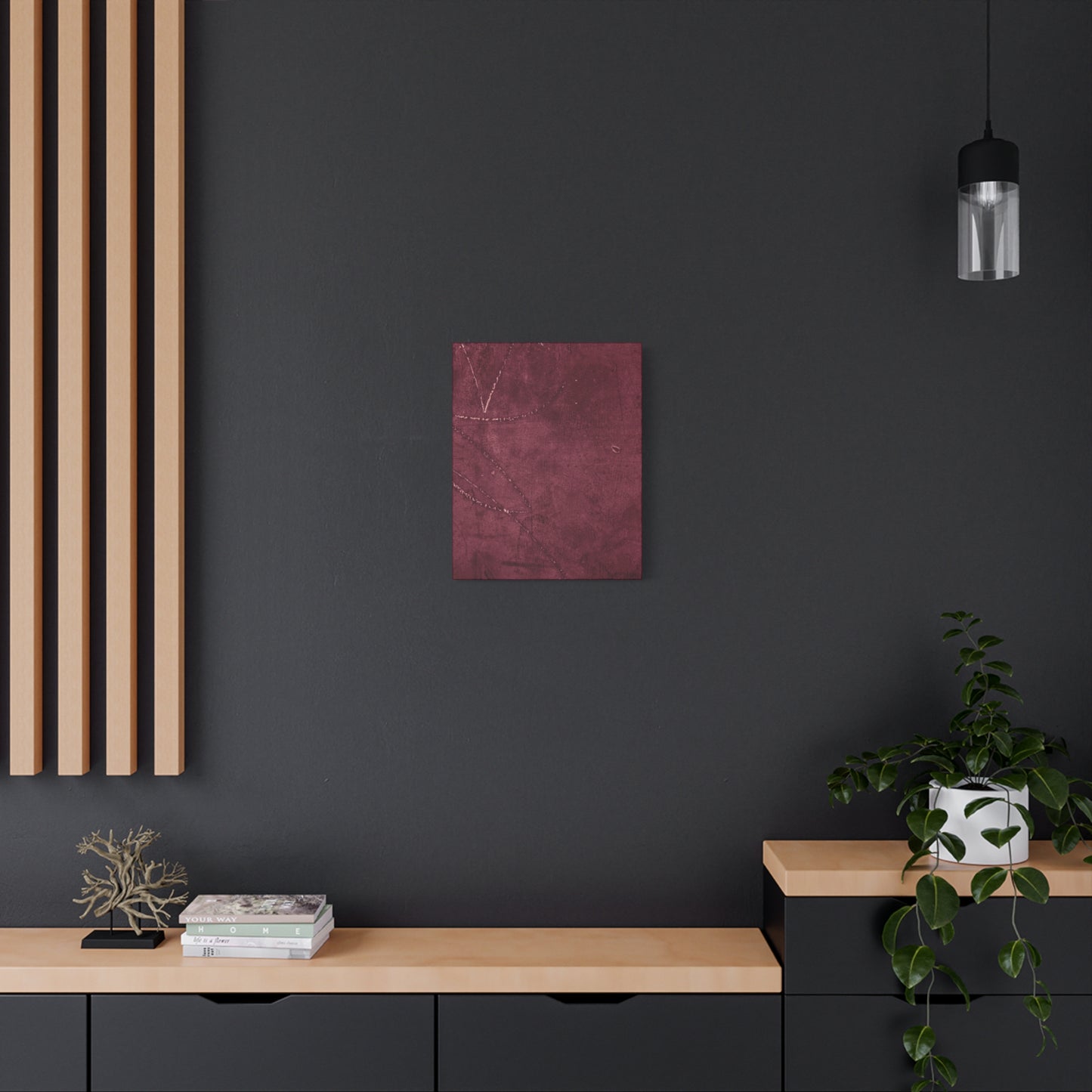 Modern Abstract Wall Art Canvas Print - Matte Burgundy Design