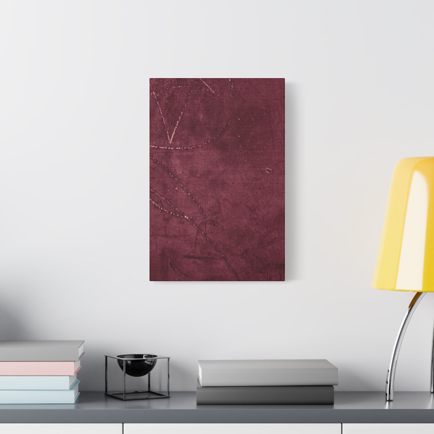 Modern Abstract Wall Art Canvas Print - Matte Burgundy Design