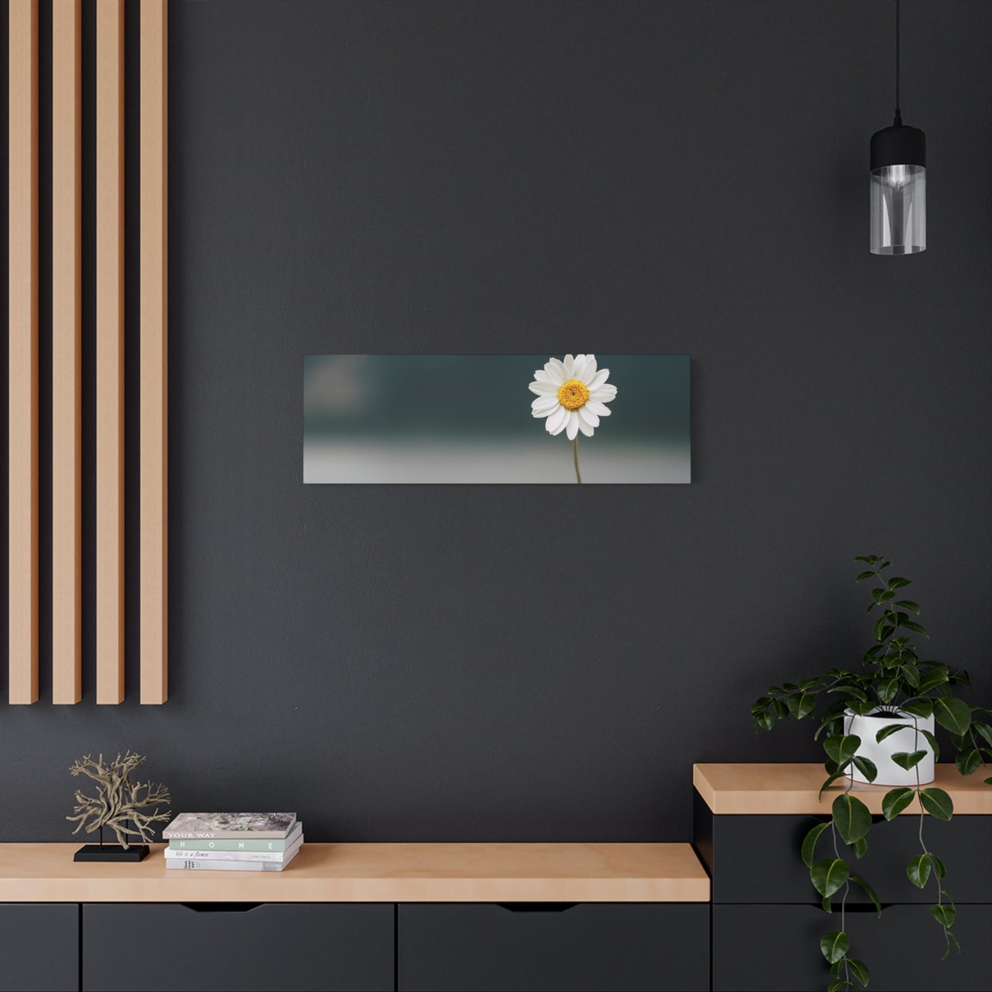 Minimalist Daisy Flower Wall Art – Peaceful Nature Photography Print on Canvas for Calm, Modern Interiors