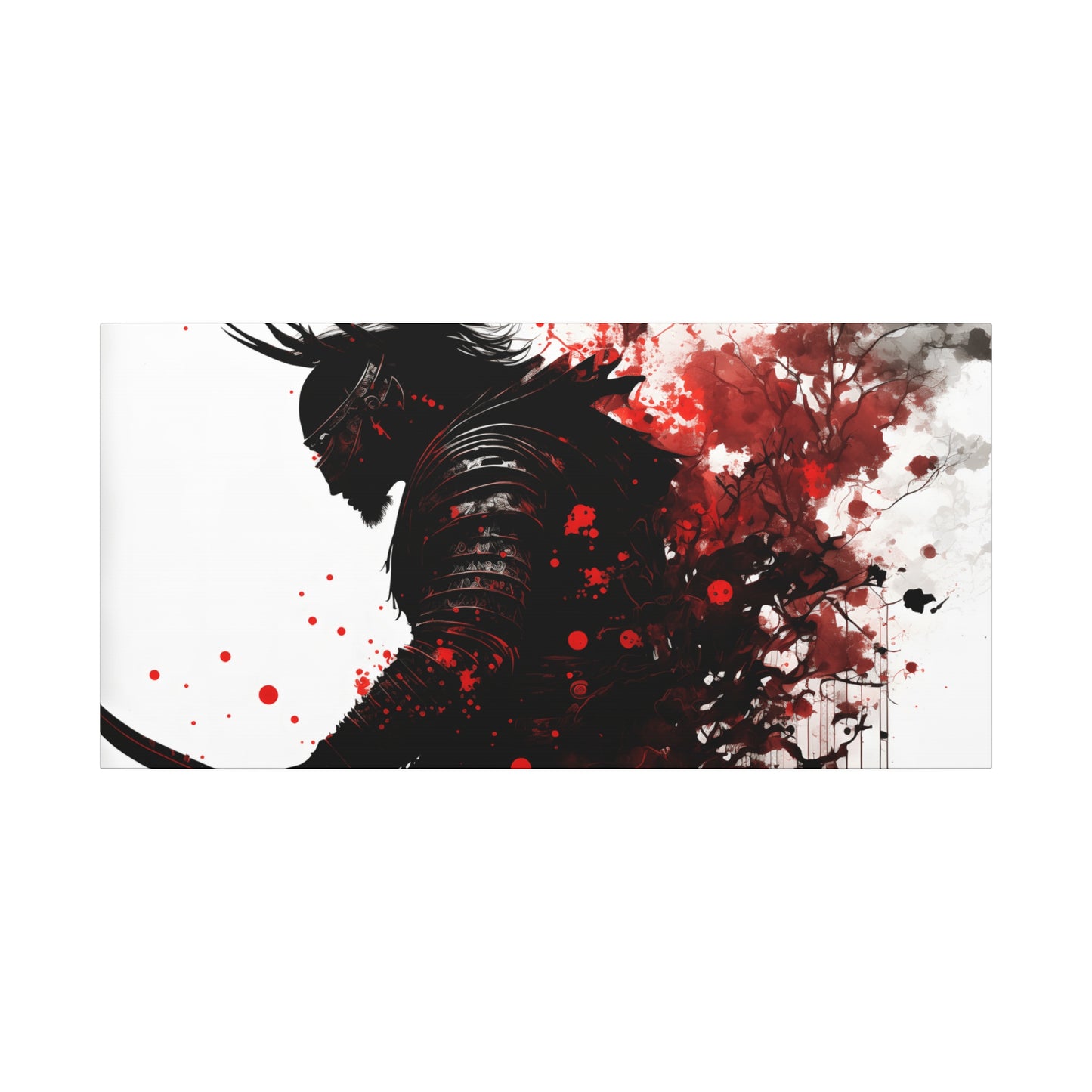 Samurai Art Canvas Print - Vibrant Red & Black Home Wall Decor
