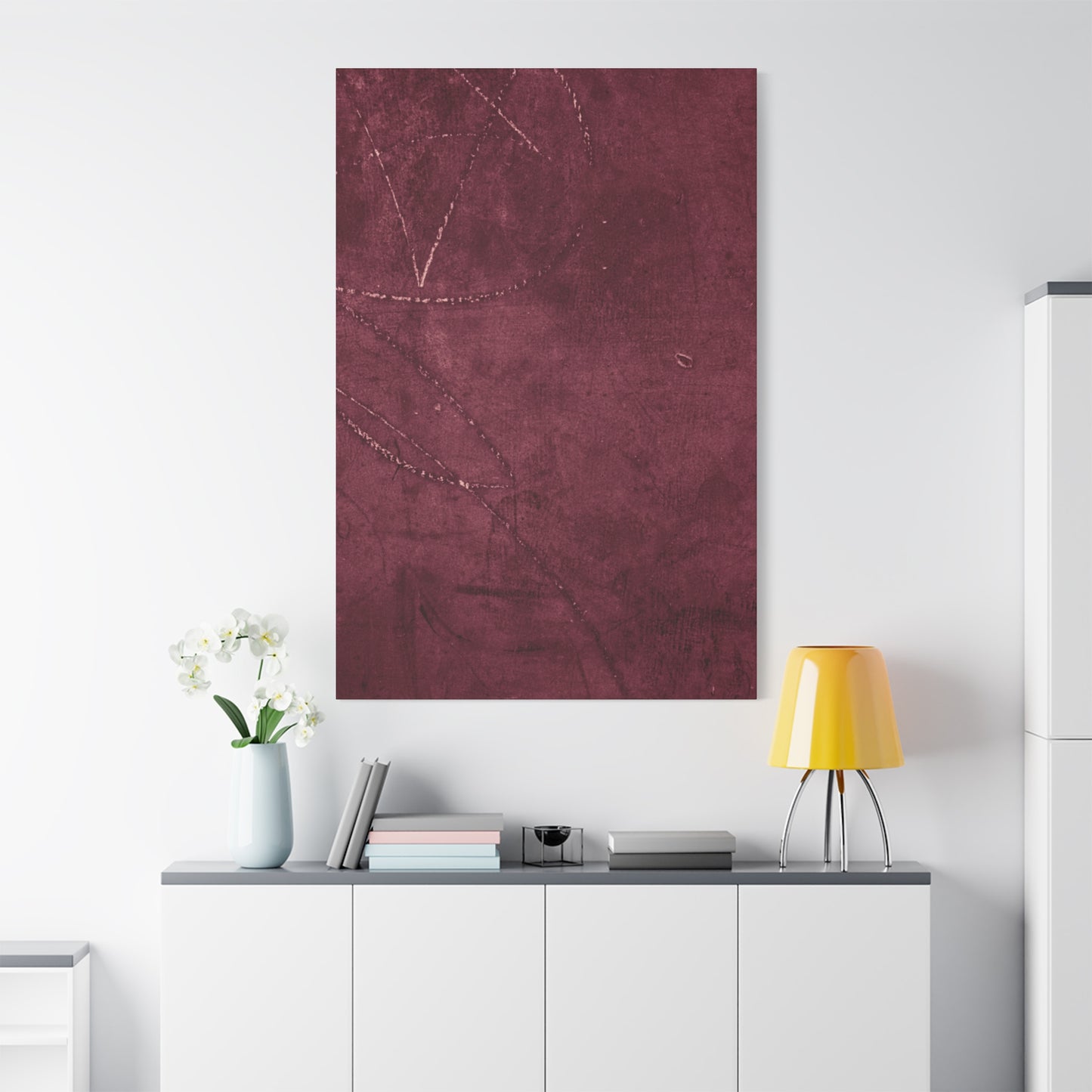 Modern Abstract Wall Art Canvas Print - Matte Burgundy Design