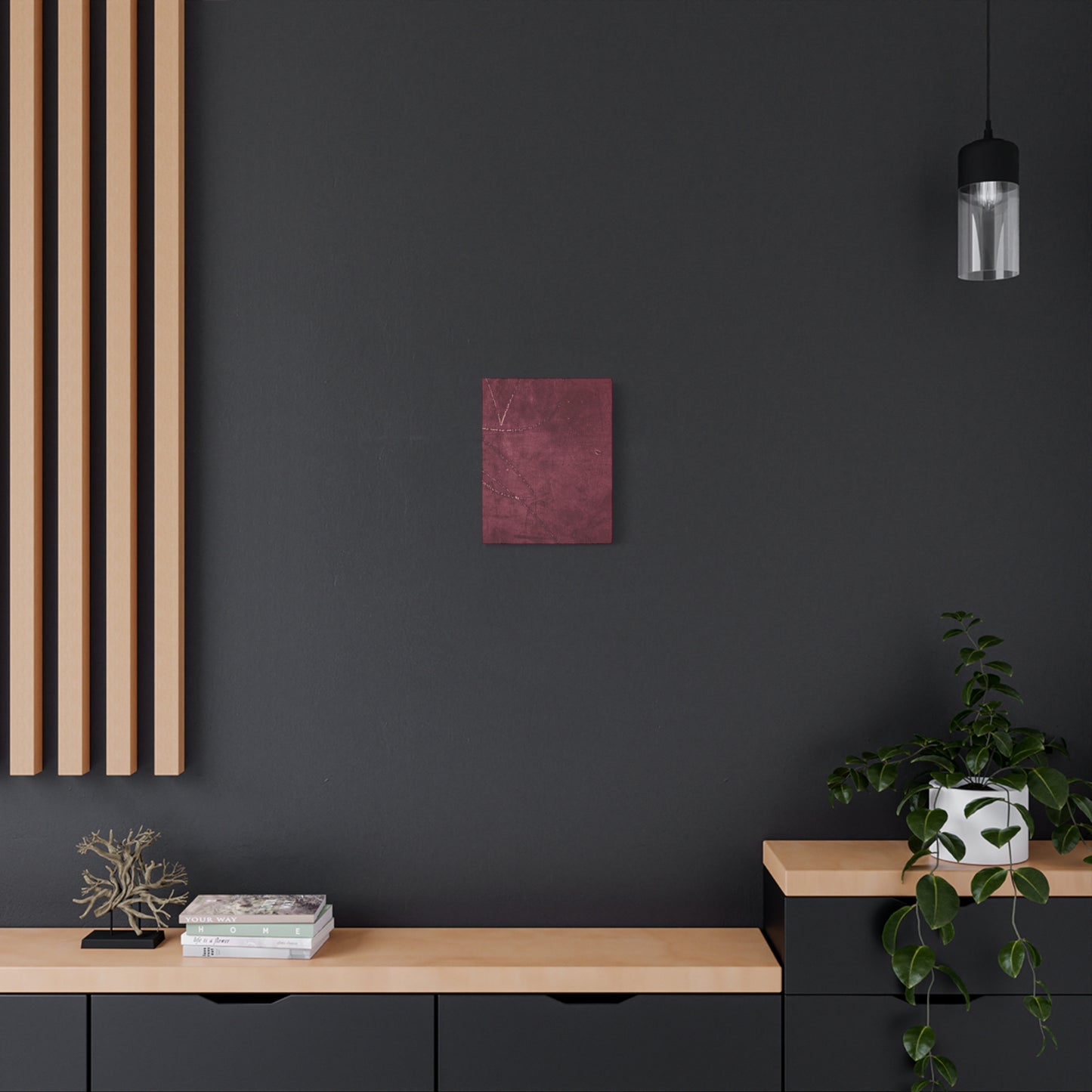 Modern Abstract Wall Art Canvas Print - Matte Burgundy Design