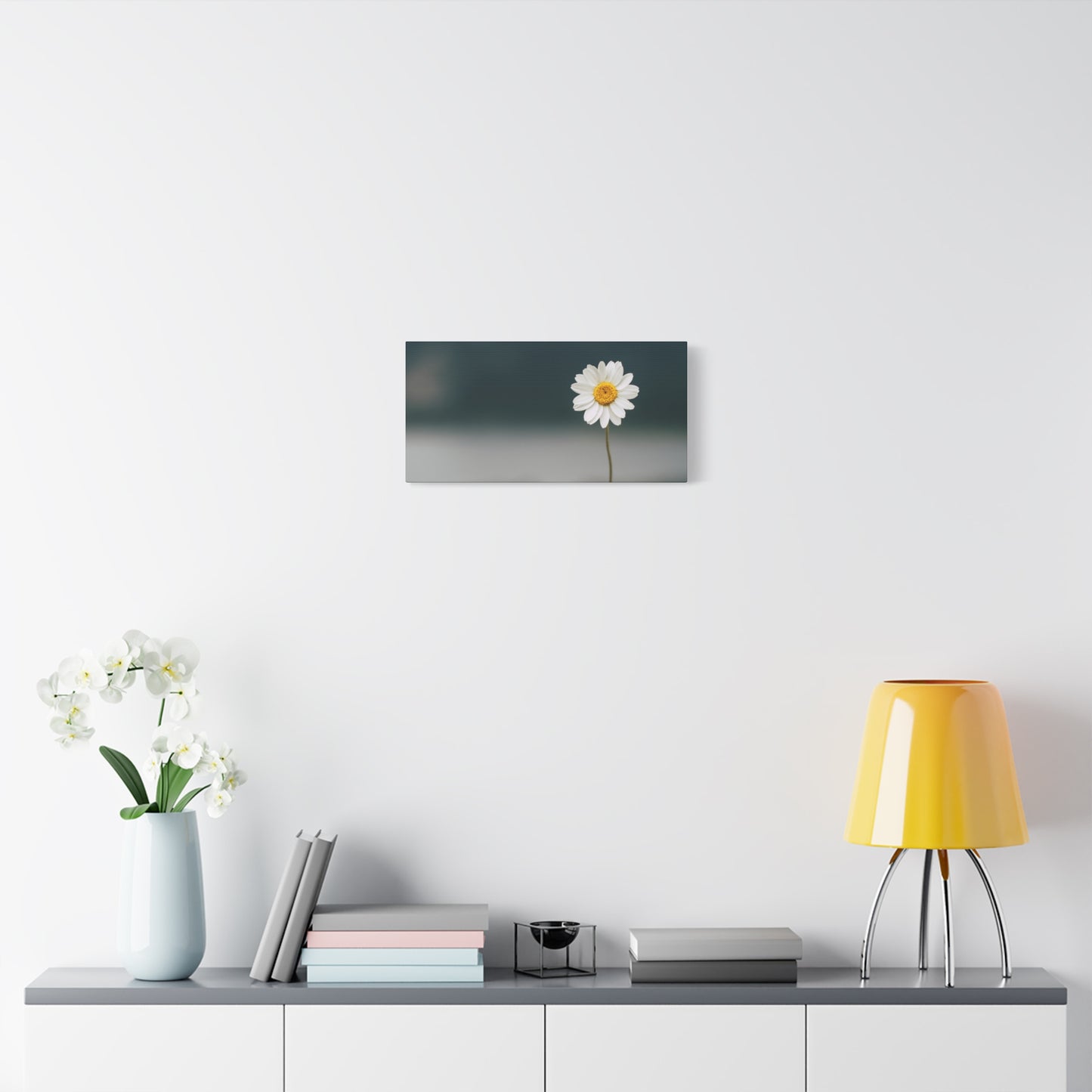 Minimalist Daisy Flower Wall Art – Peaceful Nature Photography Print on Canvas for Calm, Modern Interiors