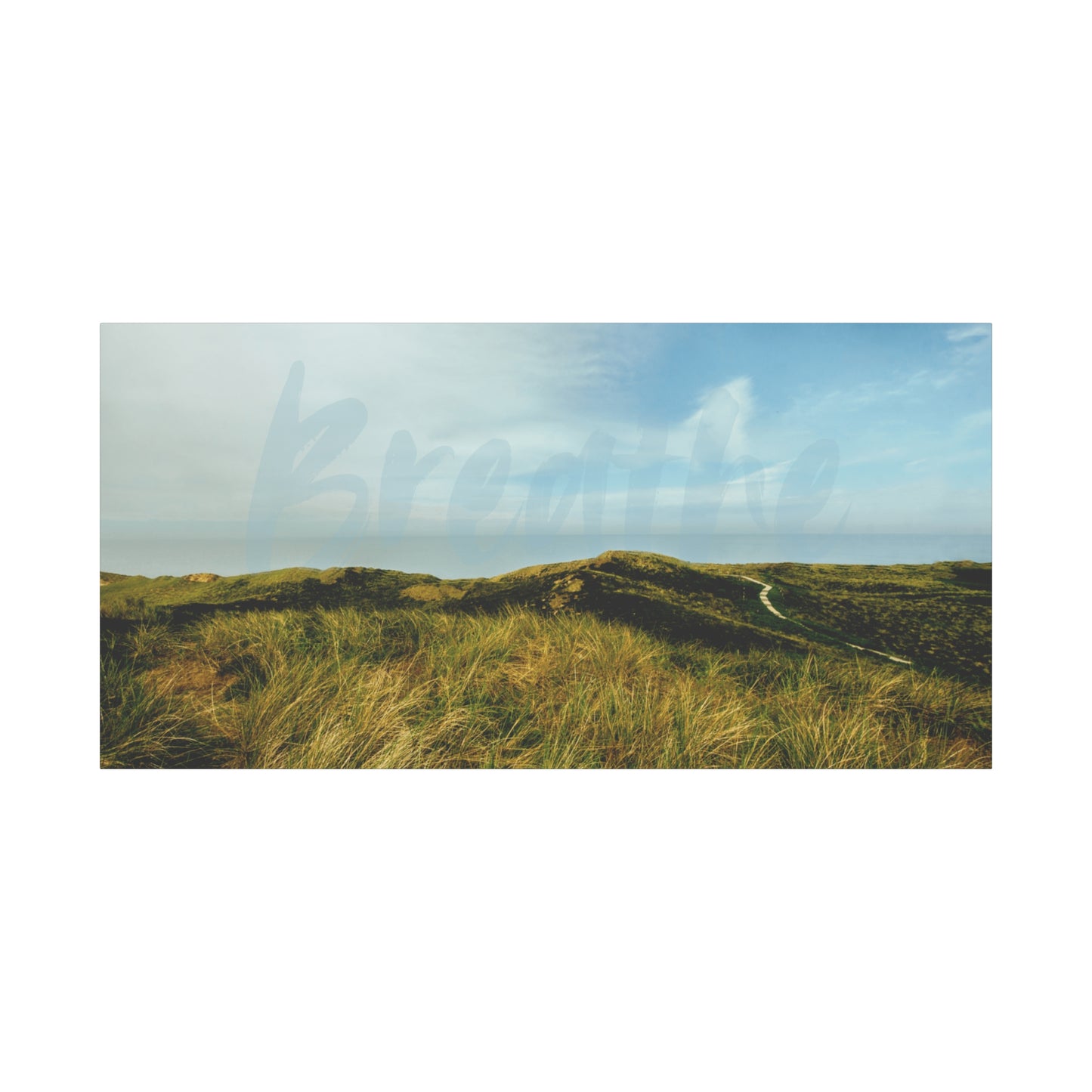 Breathe Motivational Landscape Wall Art – Tranquil Nature Canvas Print for Mindfulness, Meditation, and Home Décor