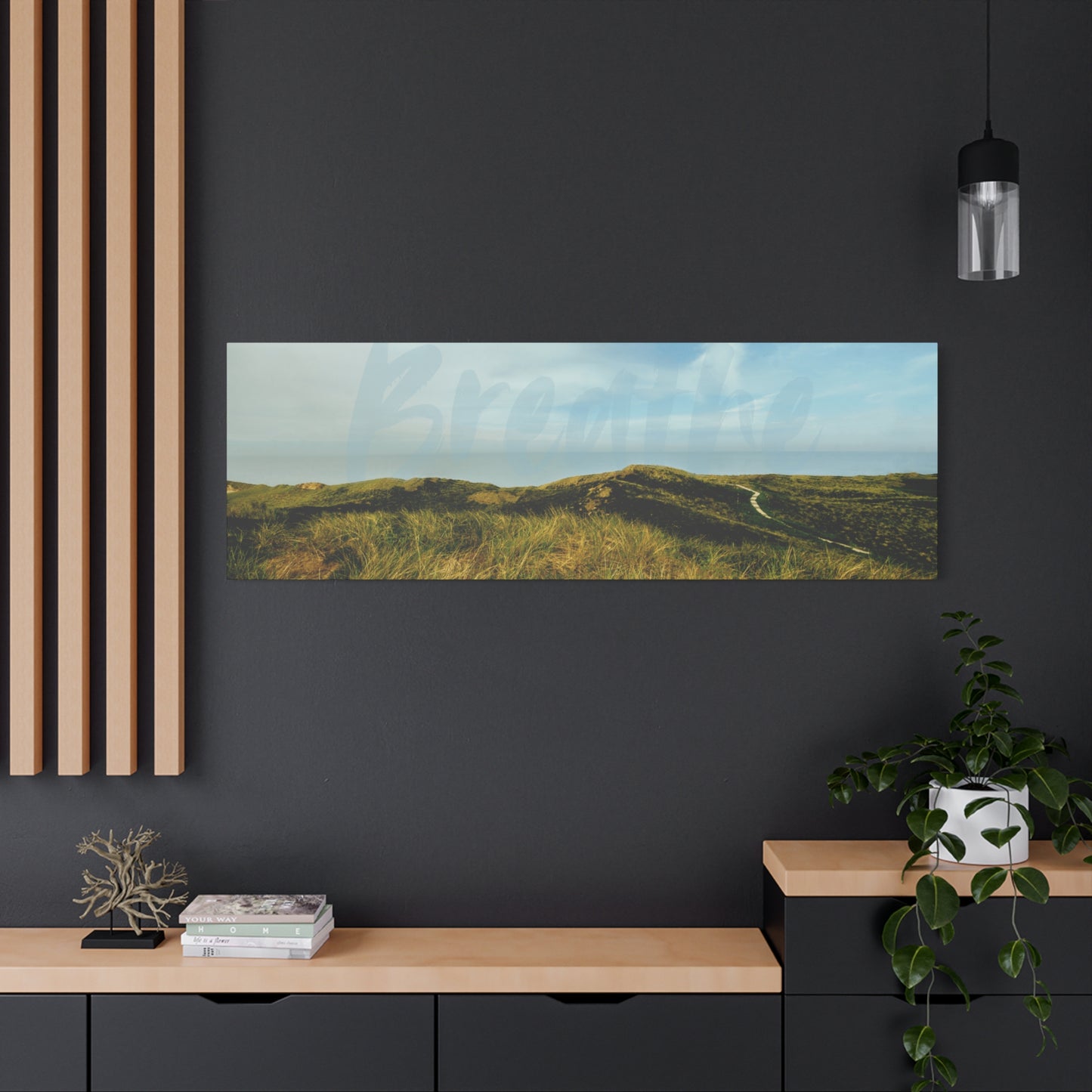 Breathe Motivational Landscape Wall Art – Tranquil Nature Canvas Print for Mindfulness, Meditation, and Home Décor