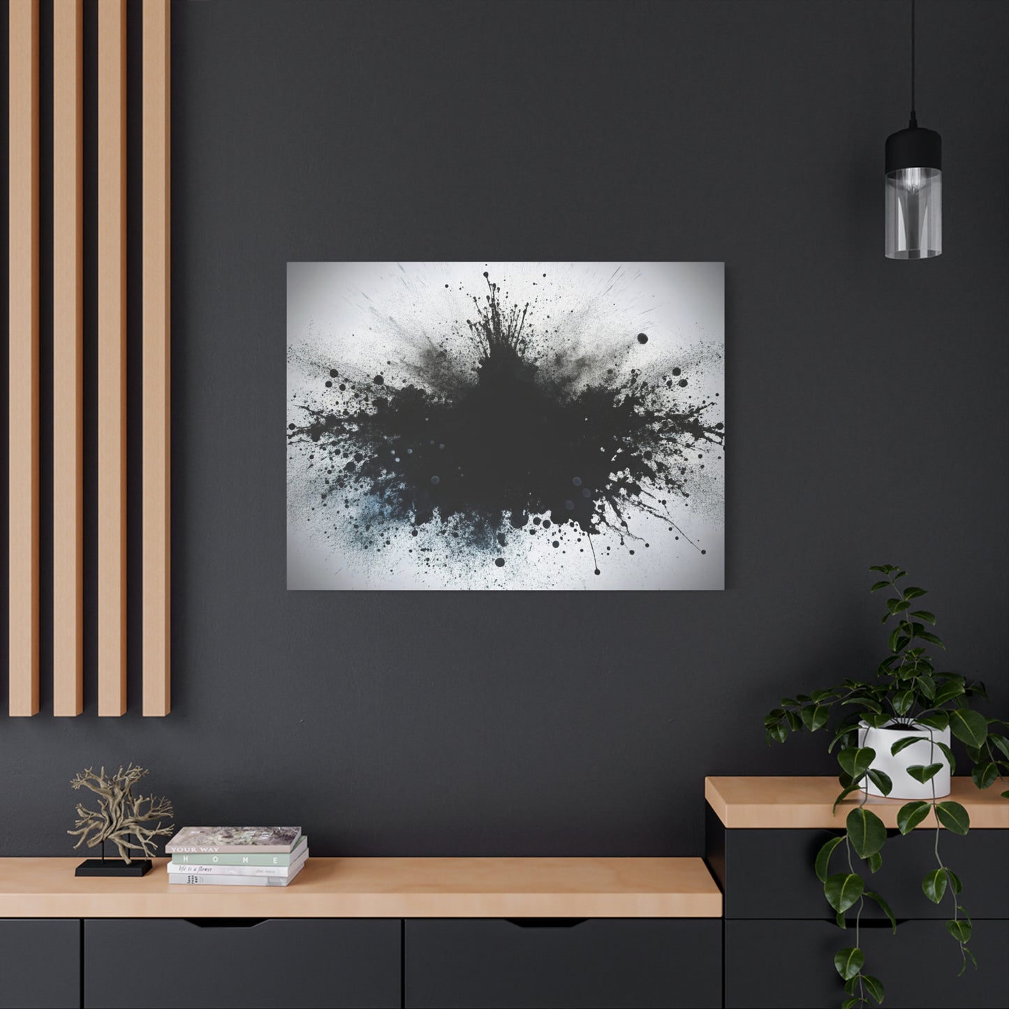 Abstract Ink Splash Wall Art, Modern Decor for Home, Office, Art Lovers, Black and White Canvas Print, Artistic Gift Idea