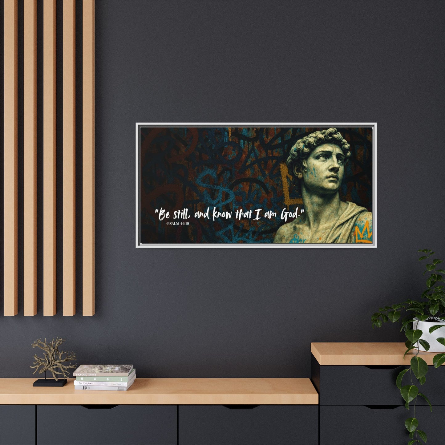 "Be Still and Know" – Psalm 46:10 Graffiti-Inspired Statue Wall Art