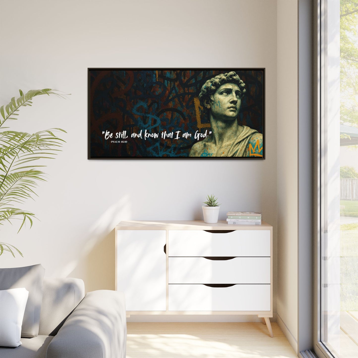 "Be Still and Know" – Psalm 46:10 Graffiti-Inspired Statue Wall Art