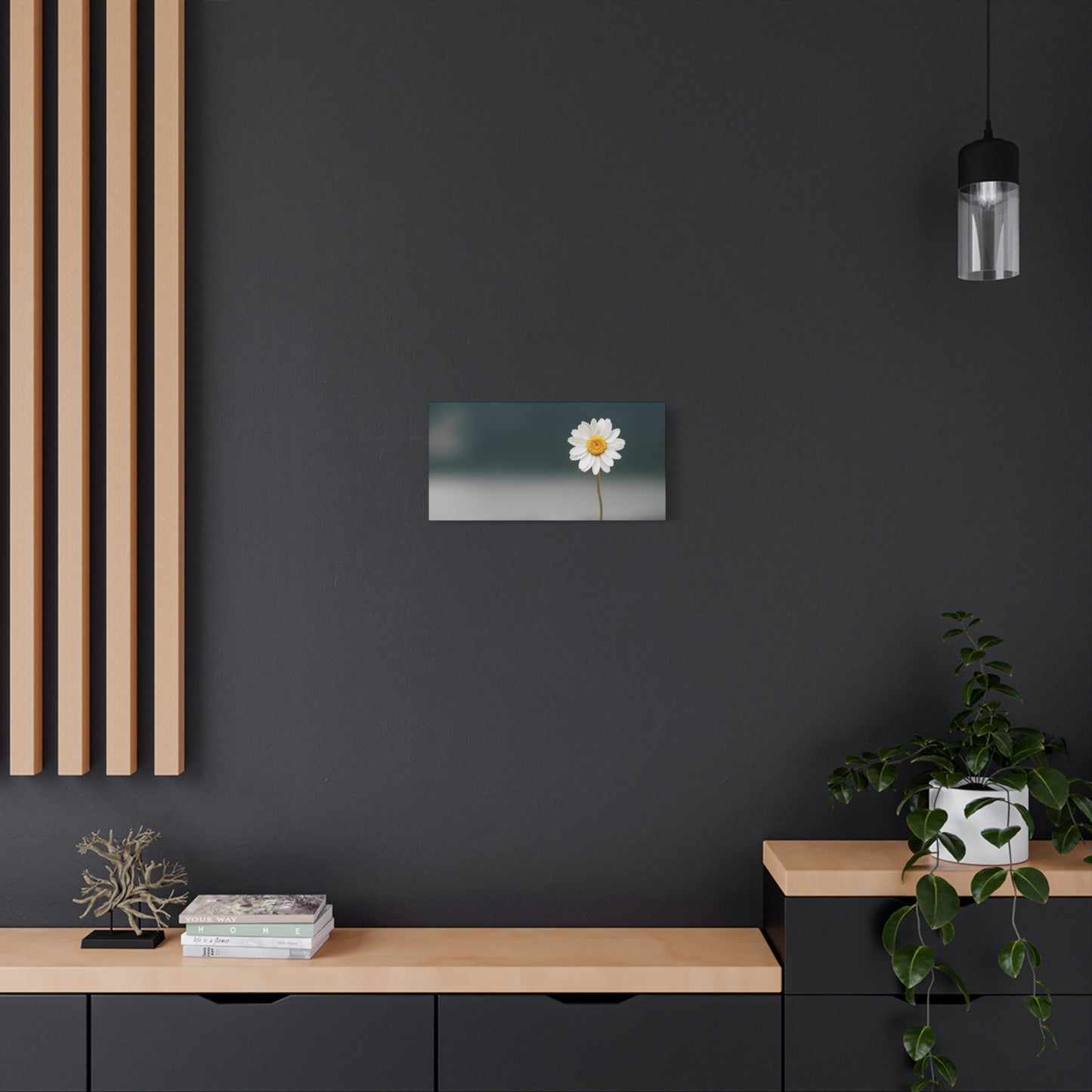 Minimalist Daisy Flower Wall Art – Peaceful Nature Photography Print on Canvas for Calm, Modern Interiors