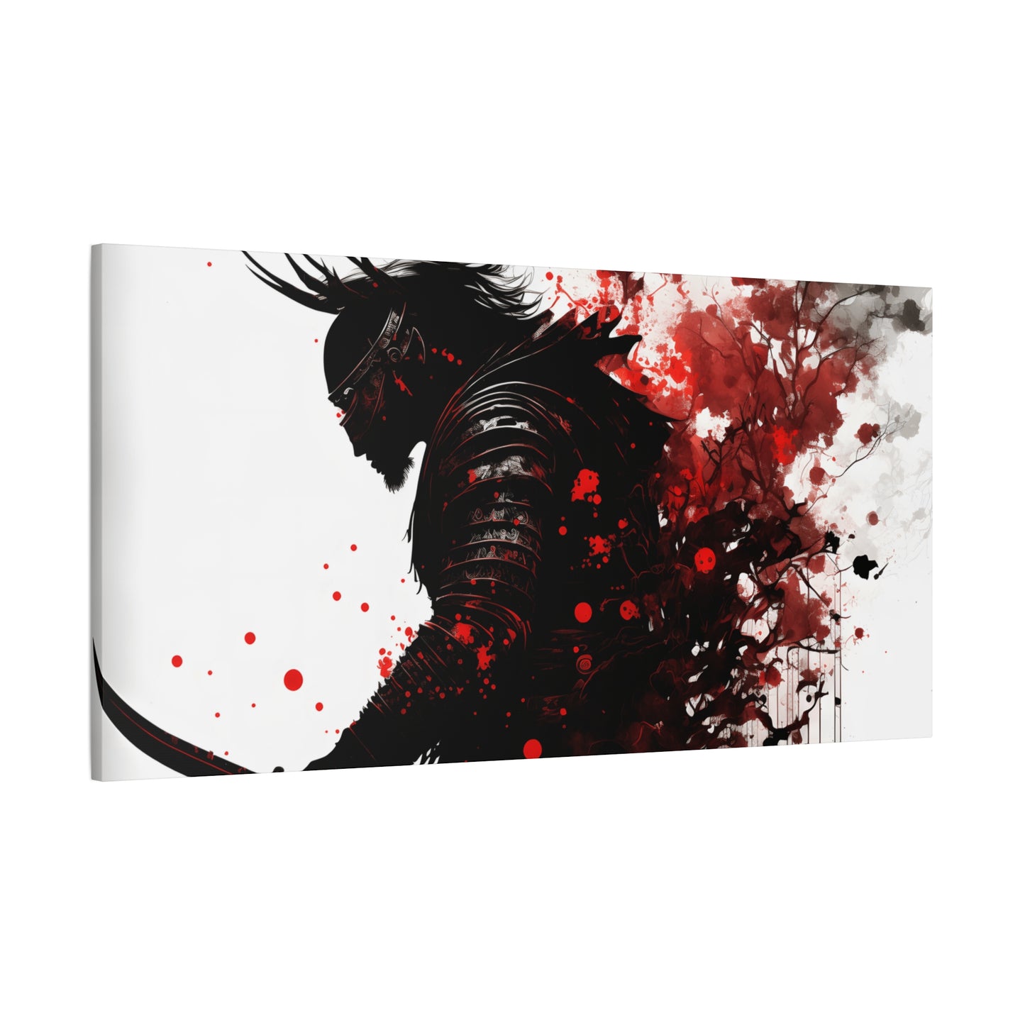Samurai Art Canvas Print - Vibrant Red & Black Home Wall Decor