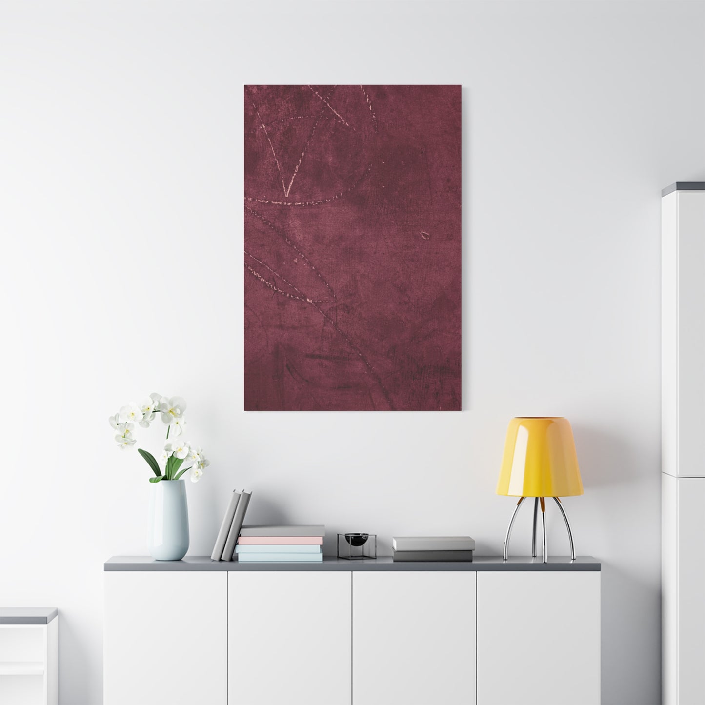 Modern Abstract Wall Art Canvas Print - Matte Burgundy Design