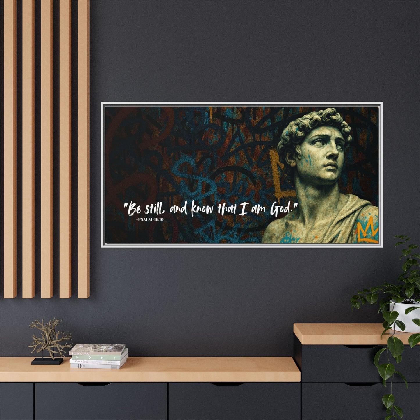 "Be Still and Know" – Psalm 46:10 Graffiti-Inspired Statue Wall Art