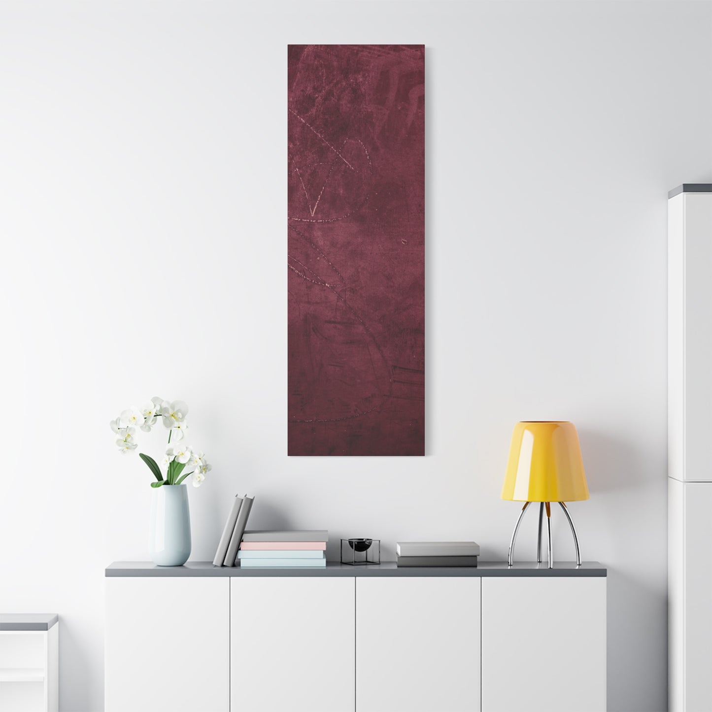 Modern Abstract Wall Art Canvas Print - Matte Burgundy Design