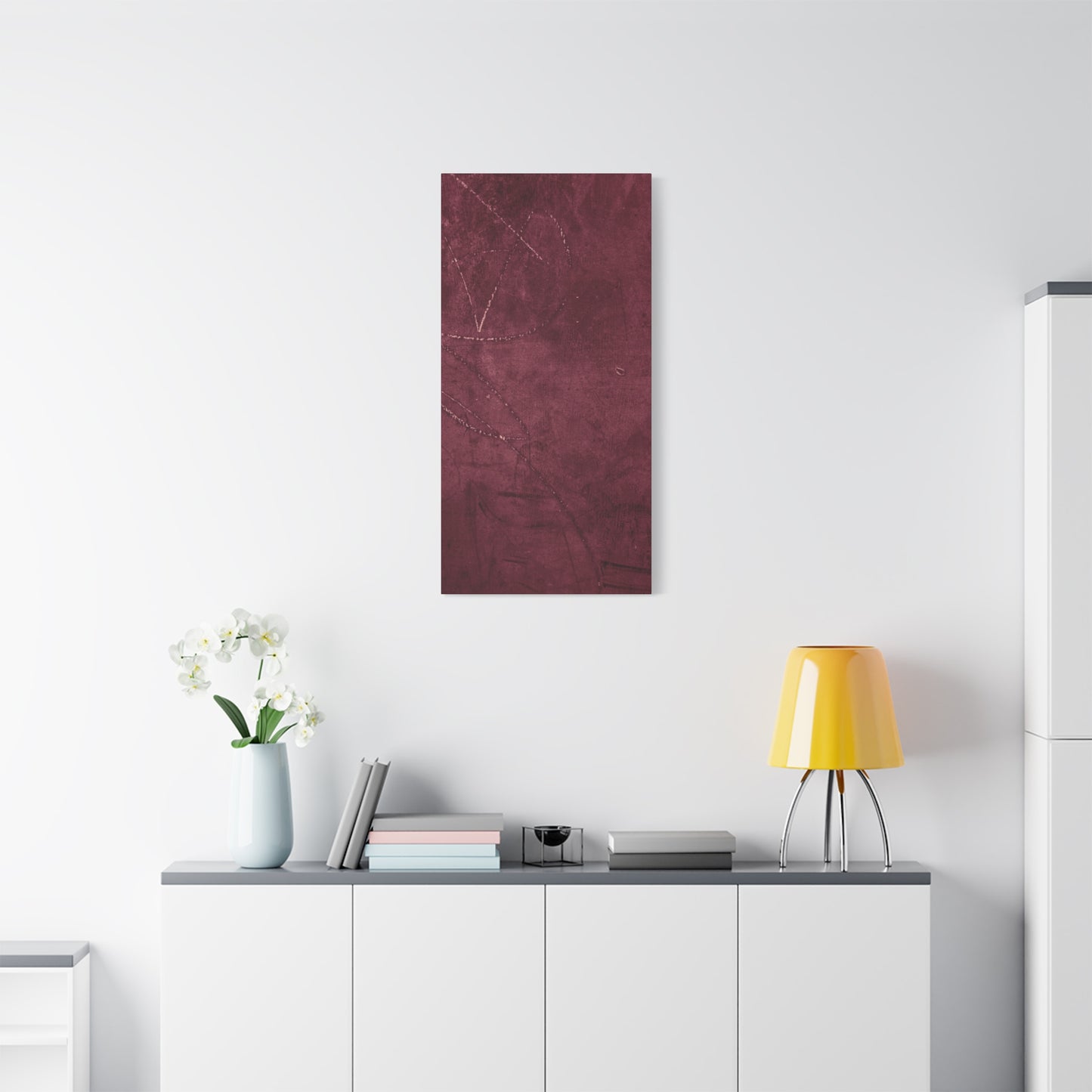 Modern Abstract Wall Art Canvas Print - Matte Burgundy Design