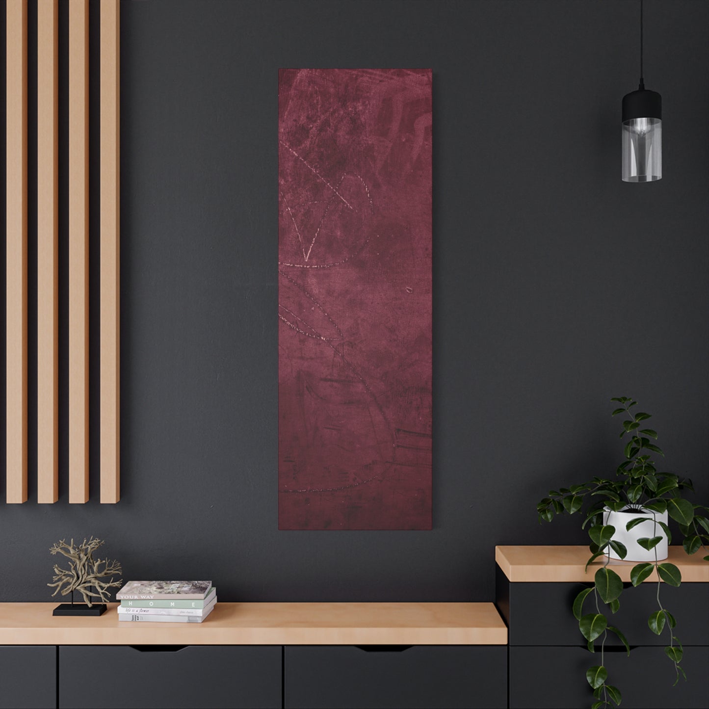 Modern Abstract Wall Art Canvas Print - Matte Burgundy Design
