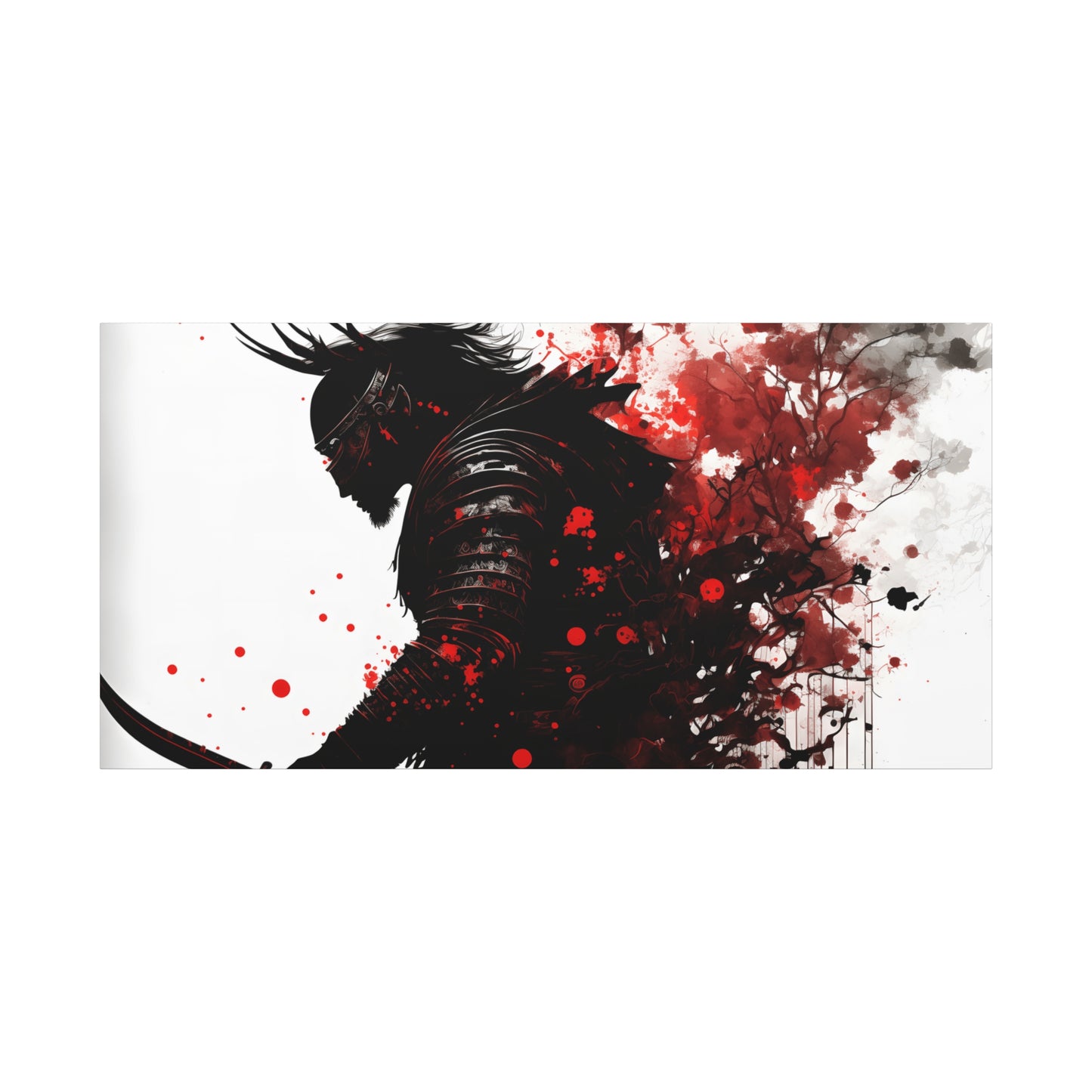 Samurai Art Canvas Print - Vibrant Red & Black Home Wall Decor