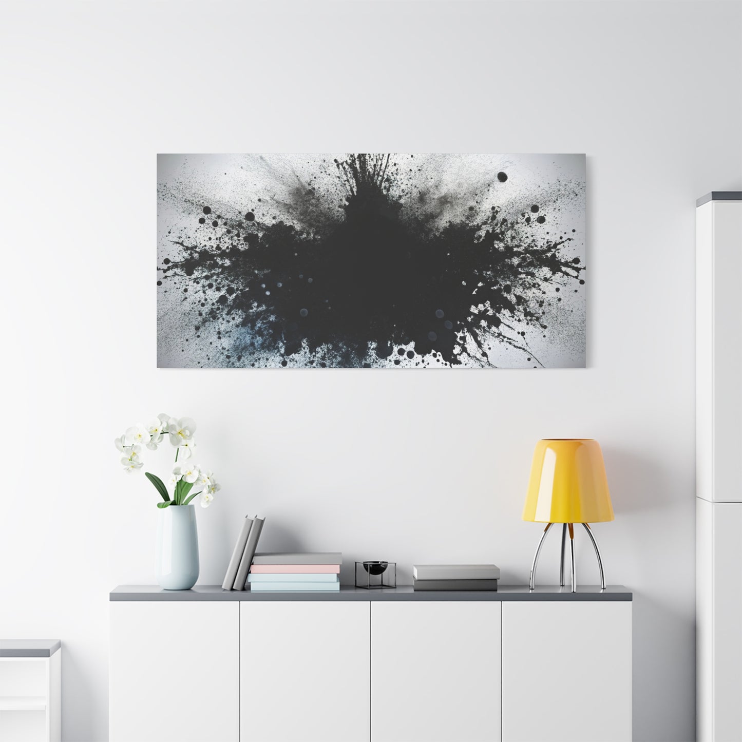 Abstract Ink Splash Wall Art, Modern Decor for Home, Office, Art Lovers, Black and White Canvas Print, Artistic Gift Idea