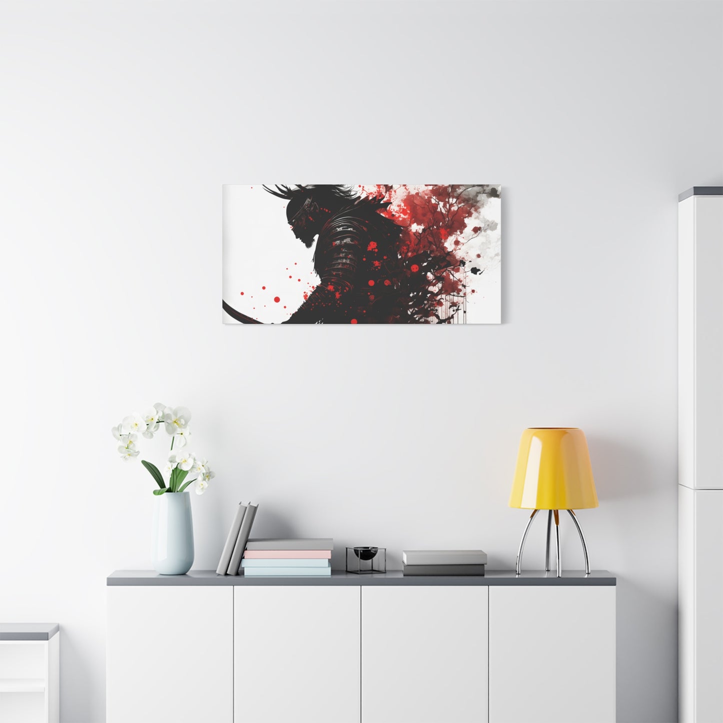 Samurai Art Canvas Print - Vibrant Red & Black Home Wall Decor