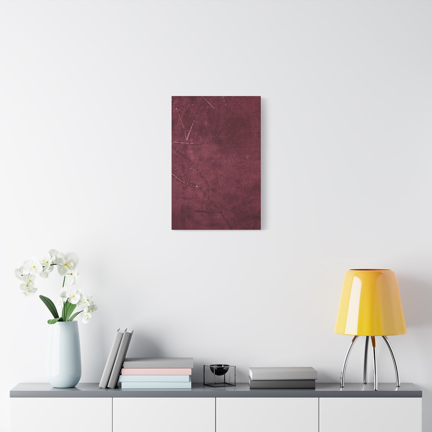 Modern Abstract Wall Art Canvas Print - Matte Burgundy Design