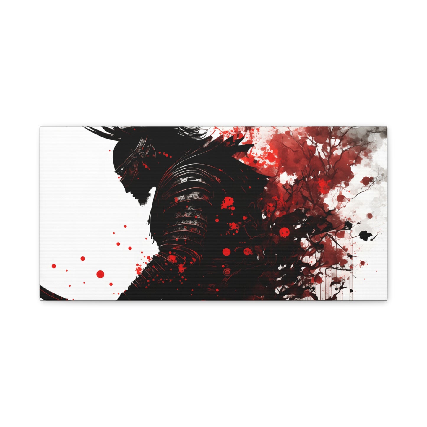 Samurai Art Canvas Print - Vibrant Red & Black Home Wall Decor