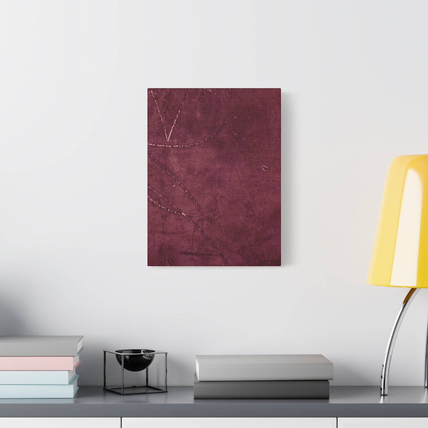 Modern Abstract Wall Art Canvas Print - Matte Burgundy Design