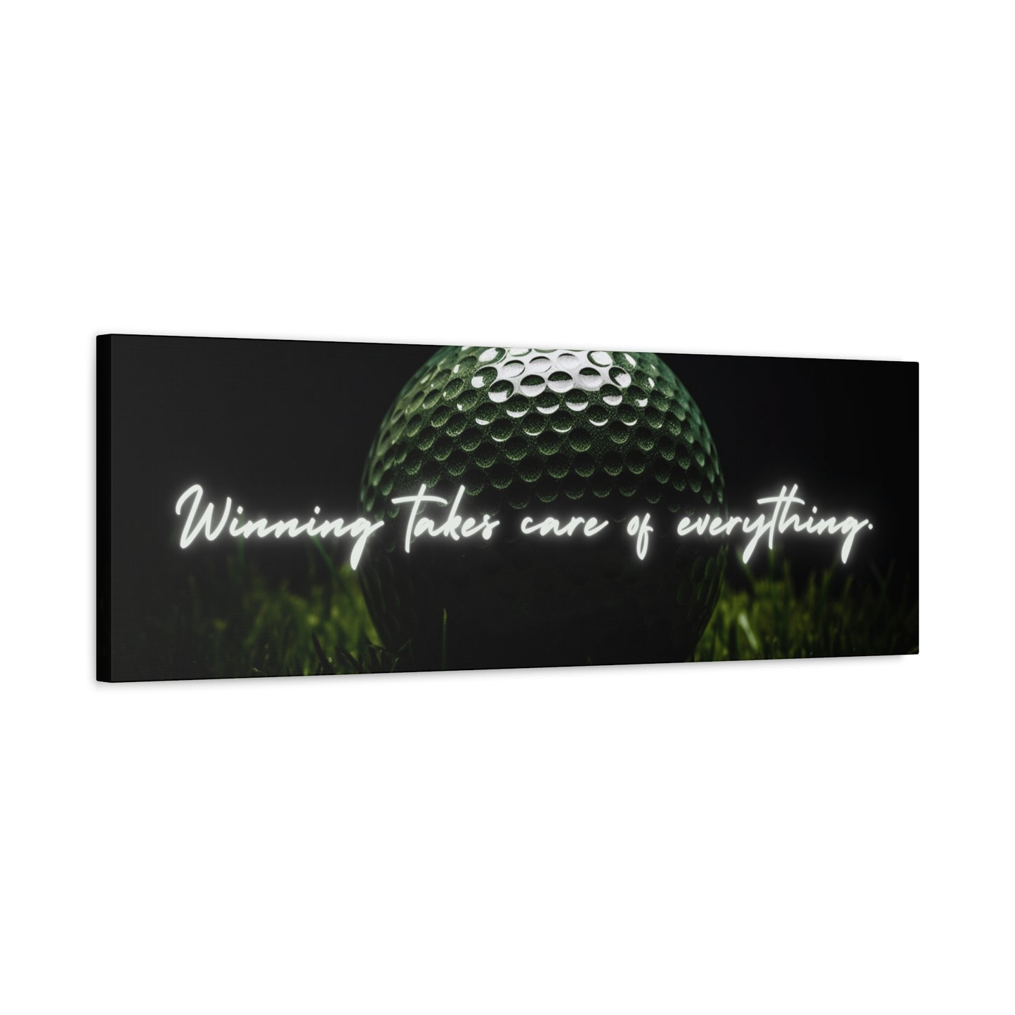 "Winning Takes Care of Everything" Golf Wall Art – Motivational Canvas Print for Golfers, Offices, or Man Caves