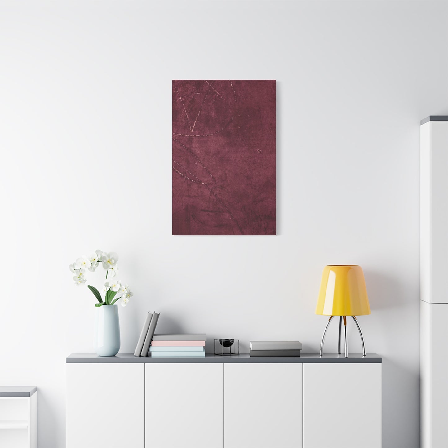 Modern Abstract Wall Art Canvas Print - Matte Burgundy Design